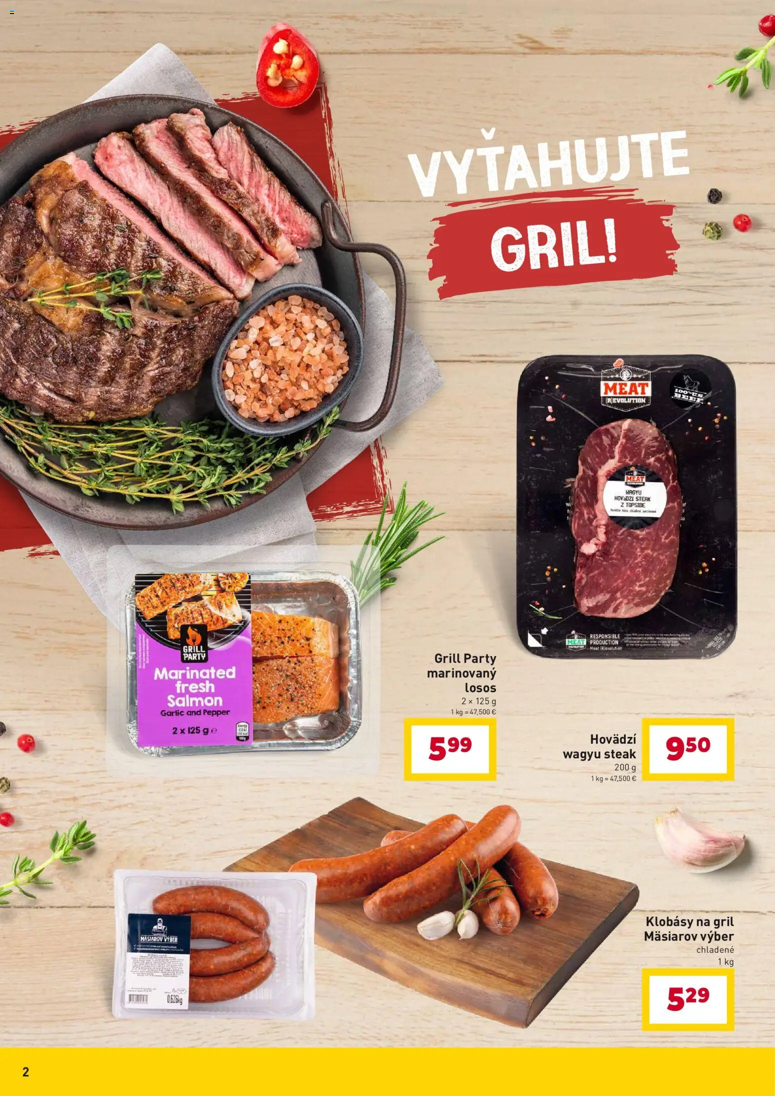 Nové Billa akcie – leták je platný od 07.04.2026 | Strana: 2 | Produkty: Gril, Losos, Steak