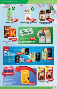 Reál akciós újság - amely érvényes a következő dátumtól: 01.04.2026 | Oldal: 11 | Termékek: Kávéfőző, Dzsem, Szemes kávé, Őrölt kávé