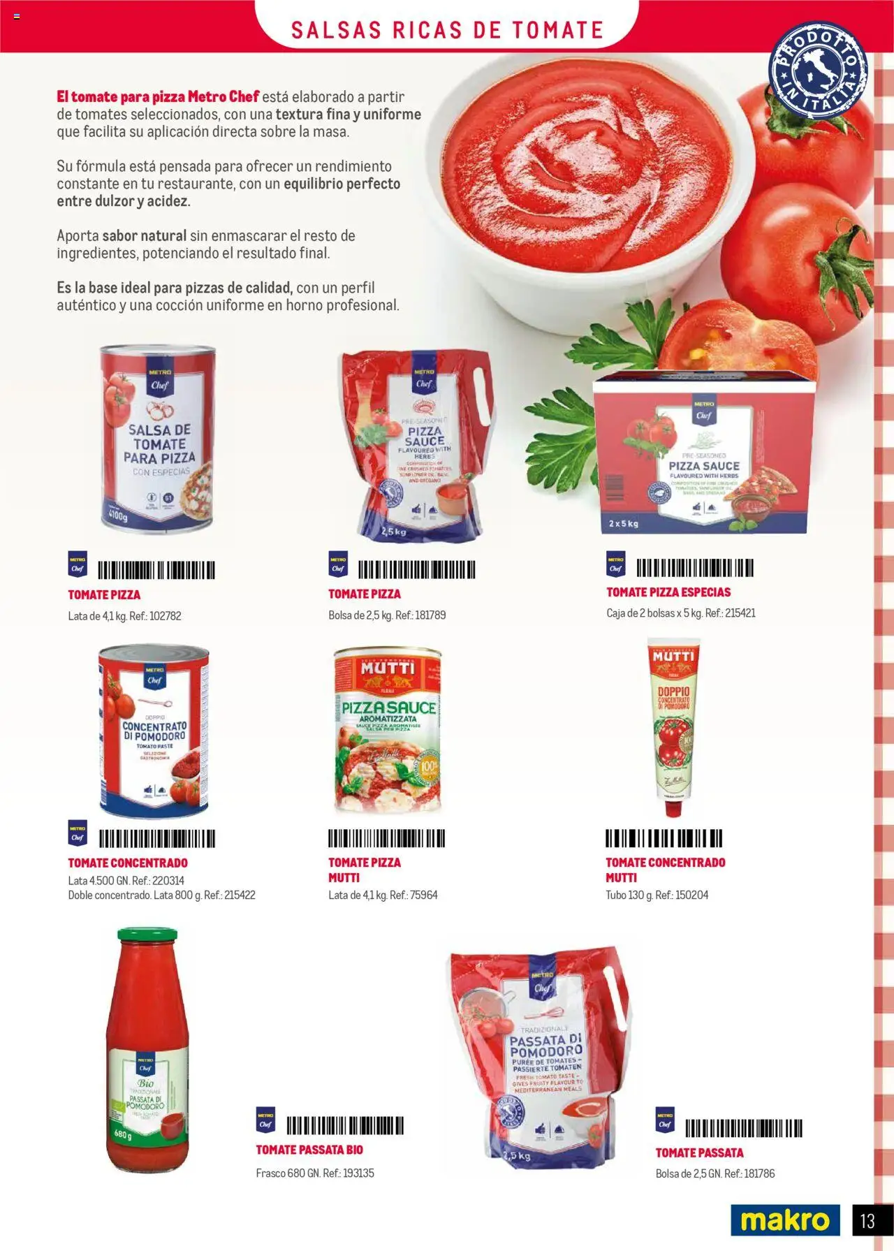 Makro - Restaurantes Italianos │ válido desde el 01.05.2025 | Página: 13 | Productos: Pizza, Tomates, Bolsa, Horno