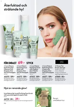 Love Nature Hydrating Face Mask with Organic Aloe Vera & Pineapple, Hydrating face mask for any skin type with organic aloe vera & pineapple, 75 ml. - Förhandsvisning av reklamblad från butik Oriflame aktuell från 10.12.2025 | Sida: 106 | Produkter: Svamp, Mask, Äpple