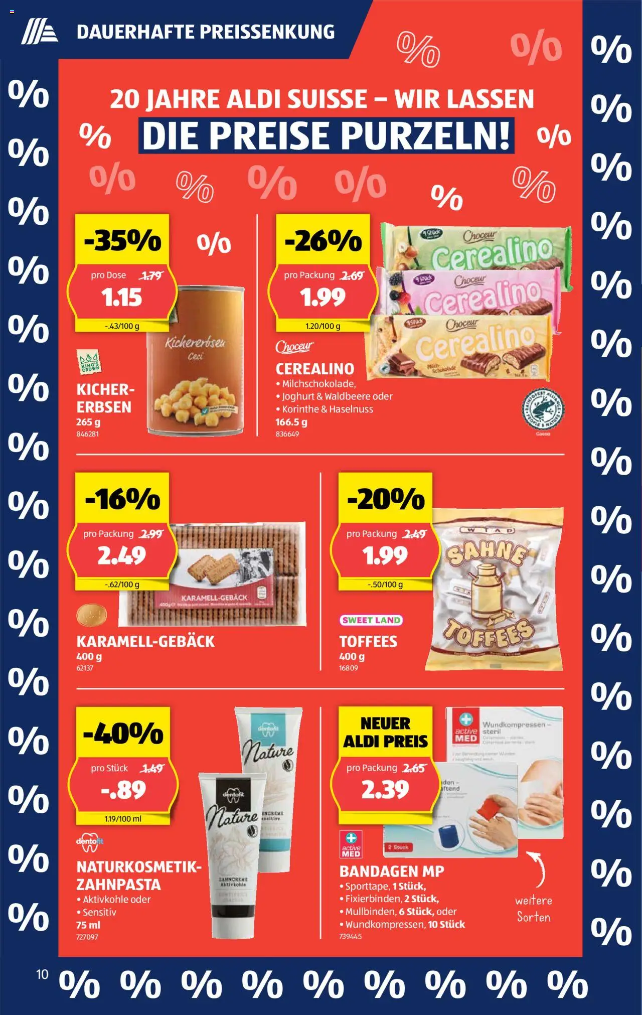 Aldi Aktionen ab 28.08.2025 | Seite: 10 | Produkte: Zahnpasta, Milch, Erbsen, Sahne