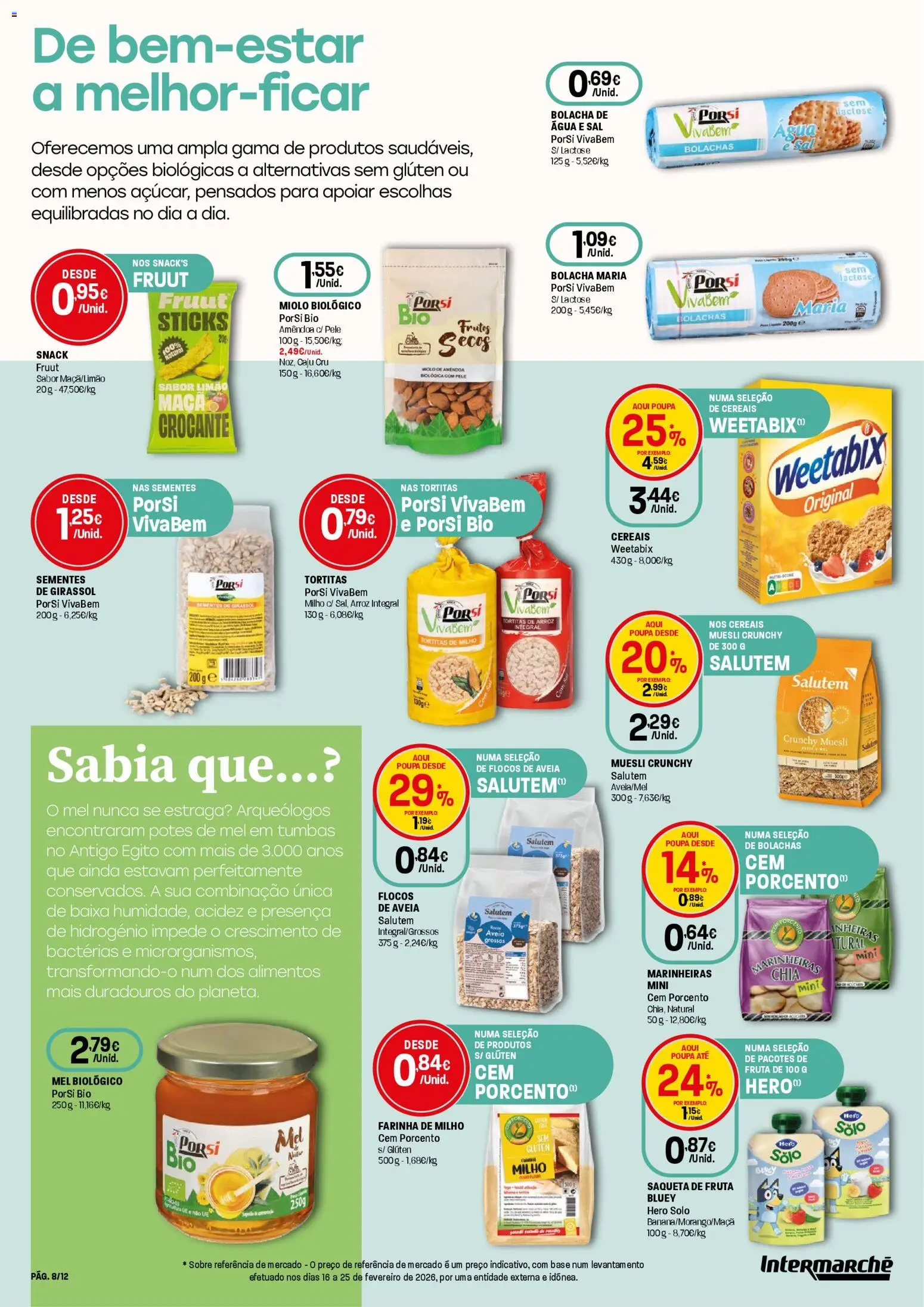 Intermarché folheto Super │ válido de 09.04.2026 | Página: 8 | Produtos: Marinheiras chia, Base, Cereais, Flocos