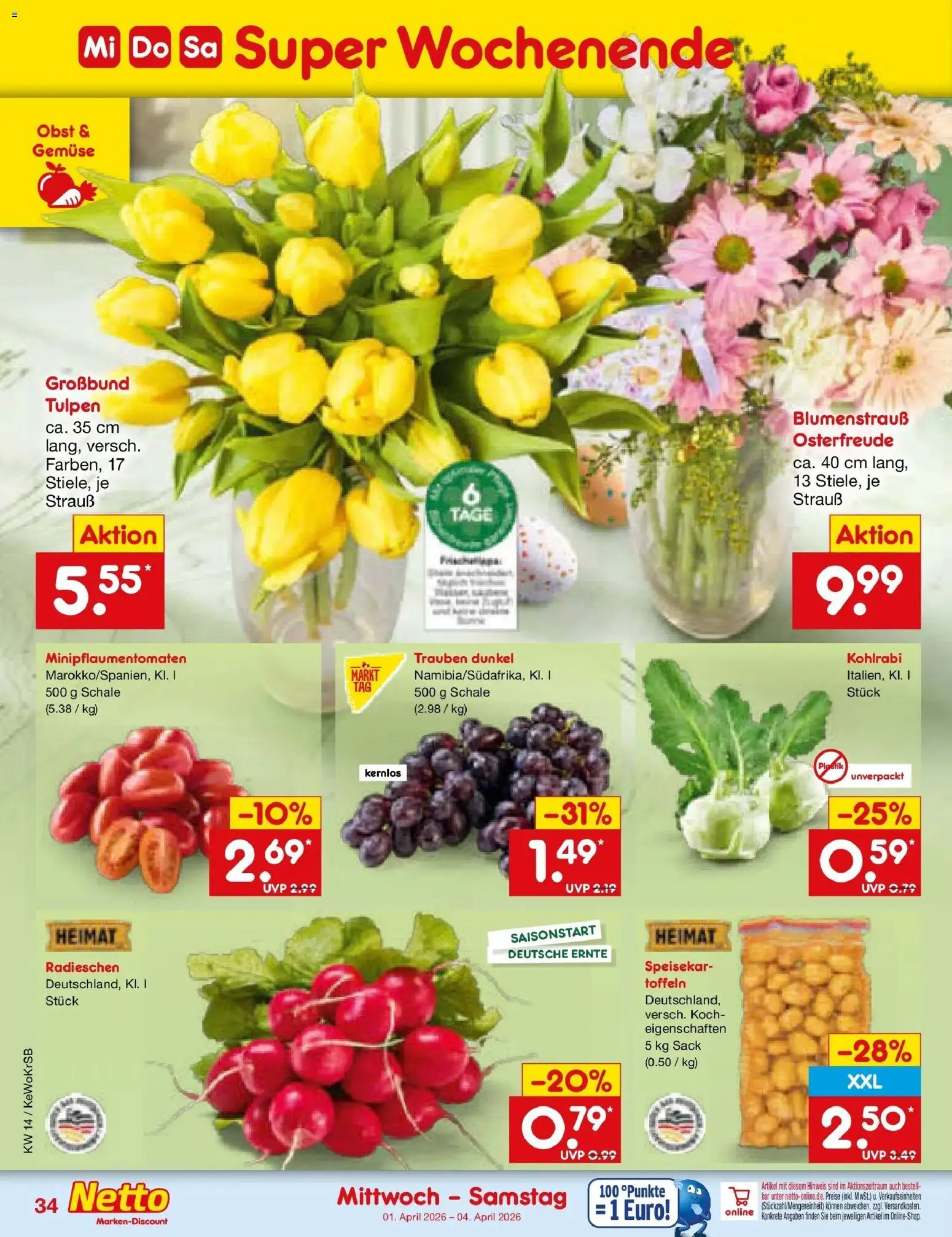 Netto Marken-Discount Prospekt Kruft	 – gültig ab 30.03.2026 | Seite: 48 | Produkte: Trauben, Kohlrabi, Gemüse, Obst