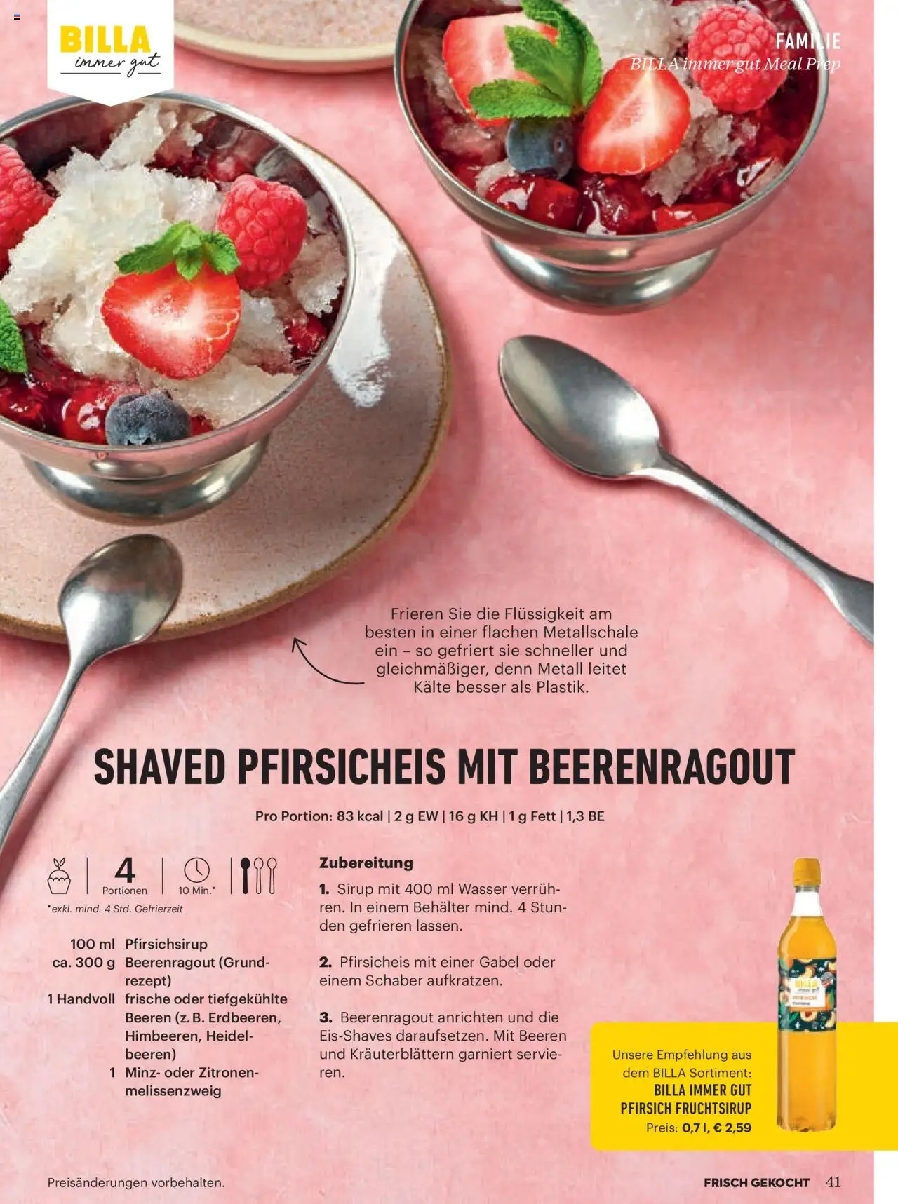 Billa Frisch Gekocht gültig ab 03.07.2025 | Seite: 41 | Produkte: Wasser, Pfirsich