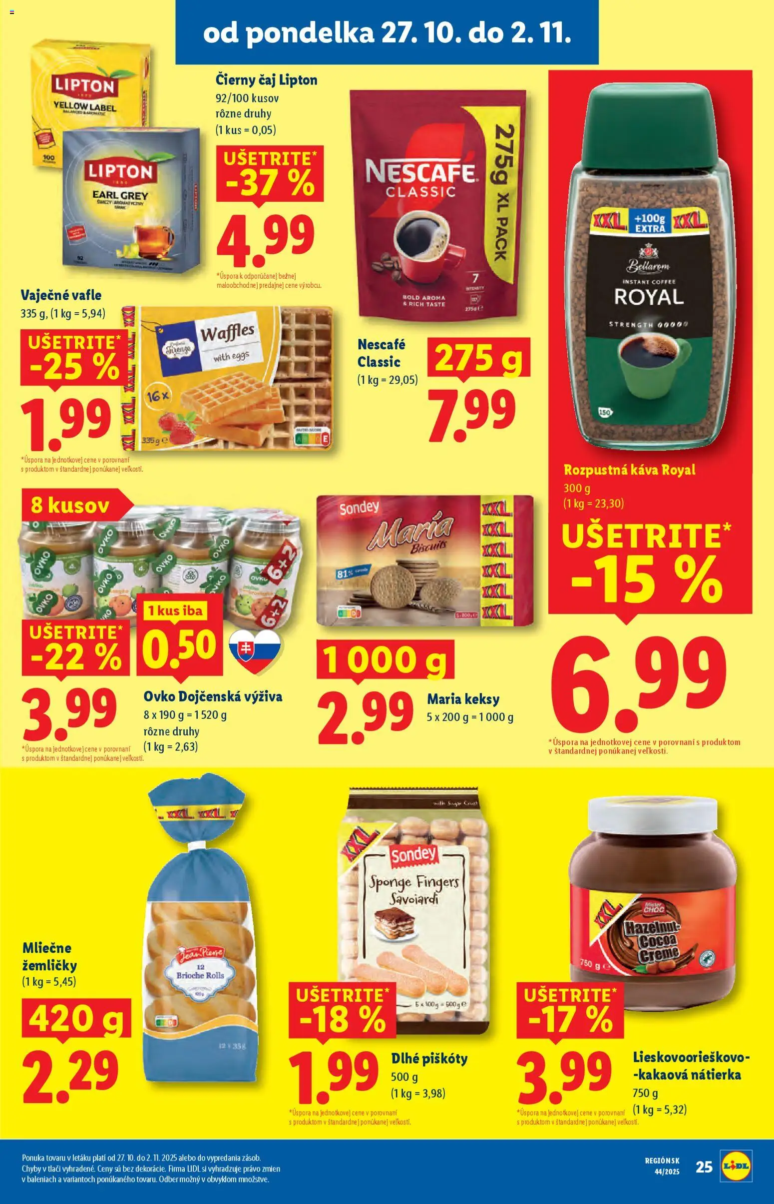 Nové Lidl akcie – leták je platný od 27.10.2025 | Strana: 29 | Produkty: Káva, Čaj, Keksy, Nescafé Classic
