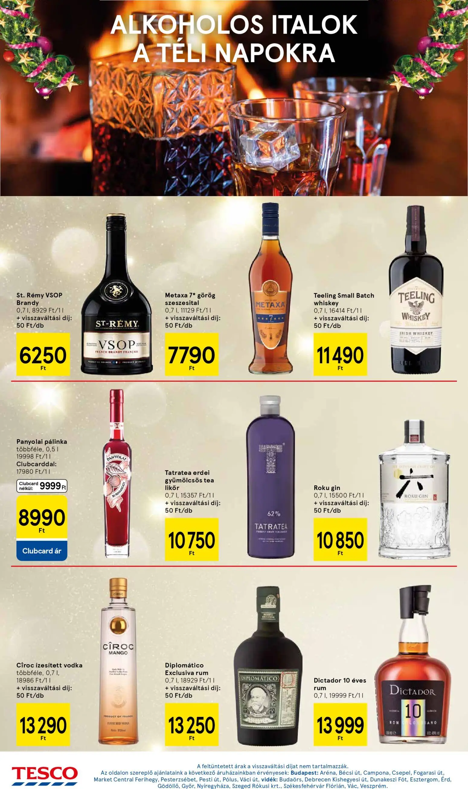 Tesco akciós ujság - amely érvényes a következő dátumtól: 11.12.2025 | Oldal: 14 | Termékek: Pálinka, Tea, Gin, Mangó