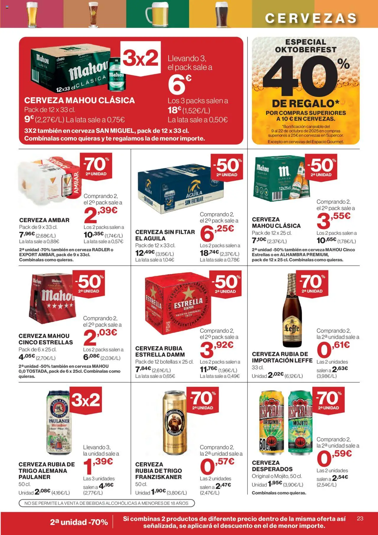 Supercor folleto │ válido desde el 25.09.2025 | Página: 23 | Productos: Cerveza, Té, Παρμεζάνα