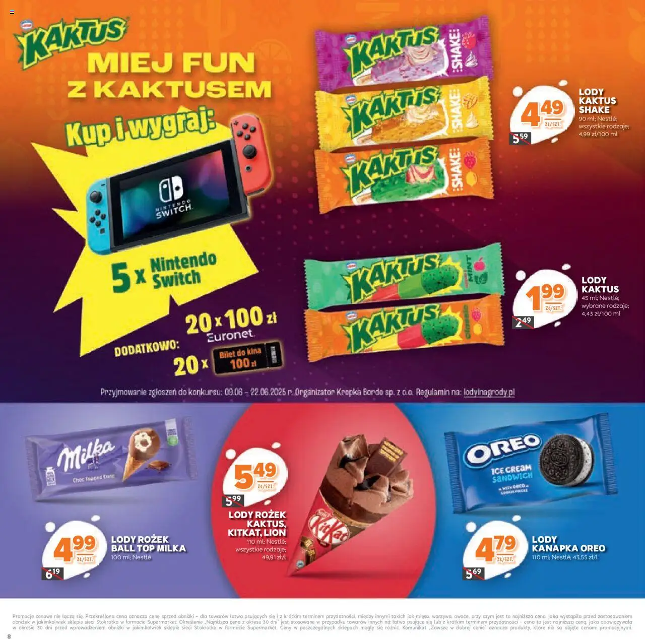 Stokrotka Gazetka - Katalog Kulinarny od 12.06.2025 | Strona: 8 | Produkty: Top, Stokrotka, Lody Kaktus, Lody