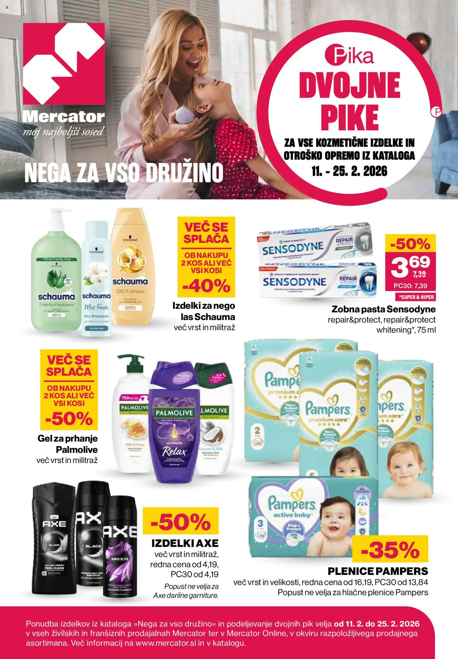 Novi Mercator katalog ponudbe – veljaven od 11.02.2026 | Stran: 1 | Izdelki: Gel za prhanje, Kos, Deodorant, Zobna pasta