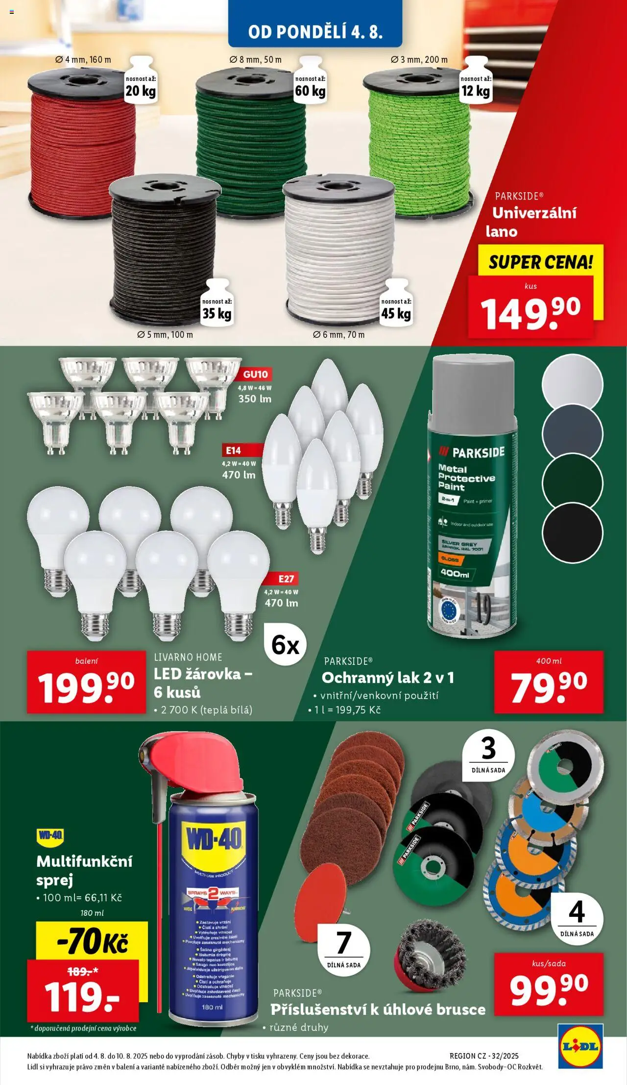 Lidl leták - Spotřební zboží od 04.08.2025 | Strana: 13 | Produkty: Parkside, WD-40, LED