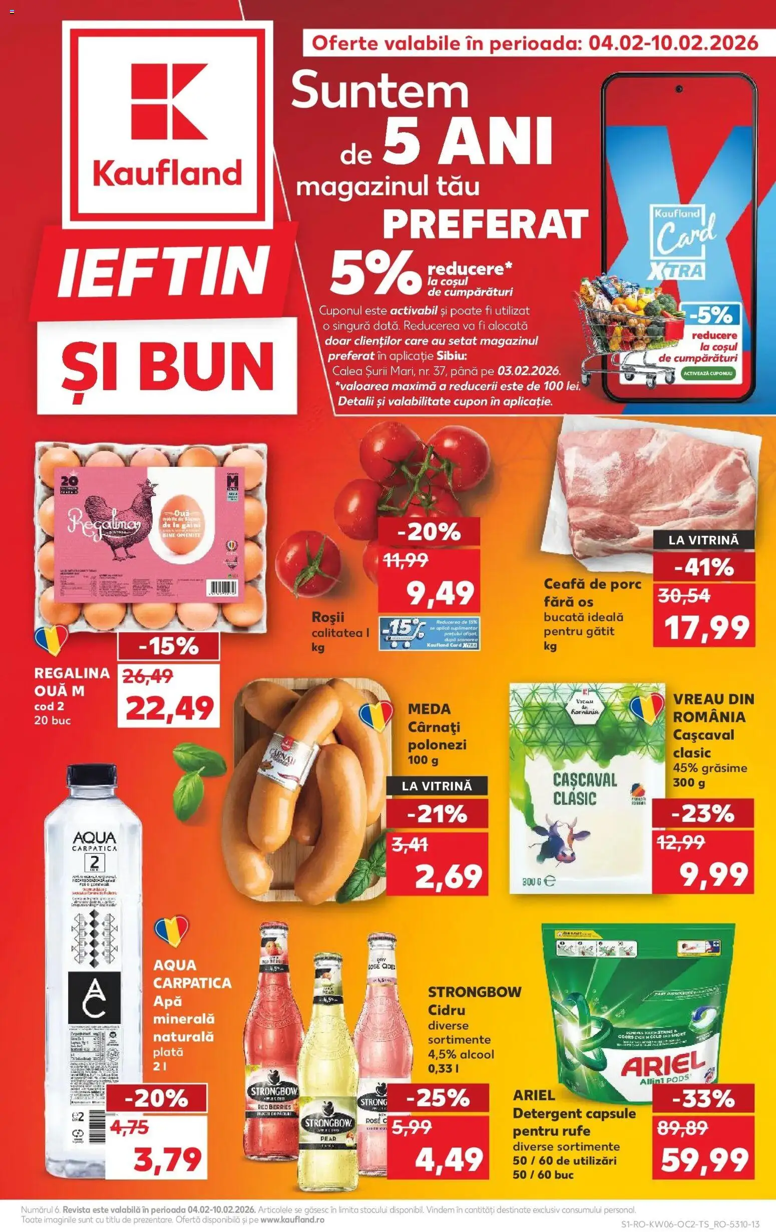 Noul catalog Kaufland – valabil de la 04.02.2026 | Pagină: 1 | Produse: Yazı tahtası kalemi, Ouă, Detergent, Cârnați