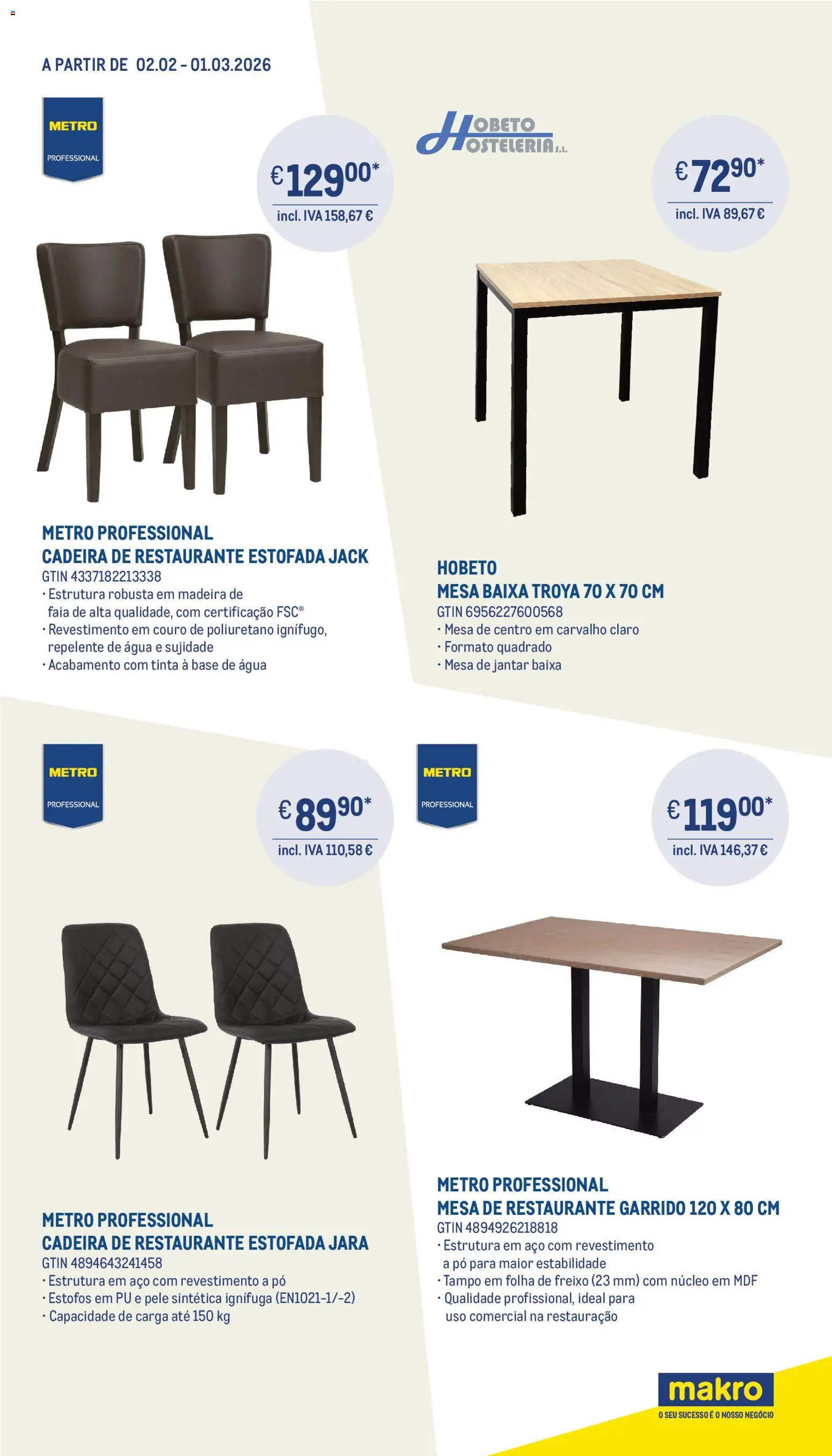 Makro Mobiliário de interior para profissionais │ válido de 02.02.2026 | Página: 2 | Produtos: Agua, Pó, Mesa, Cadeira