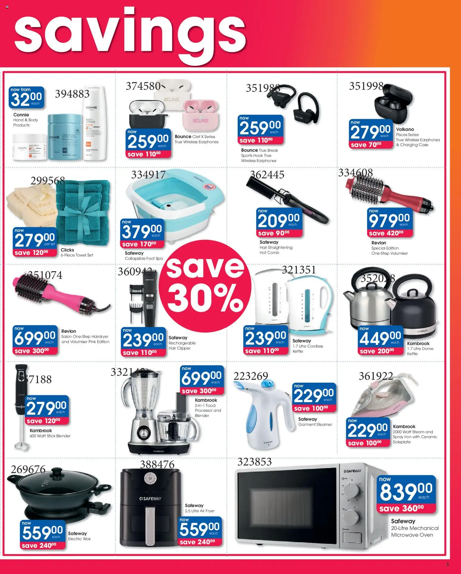 New Clicks catalogue – valid from 09.12.2025 | Page: 3 | Products: Kettle, Microwave, Blender, Hair clipper