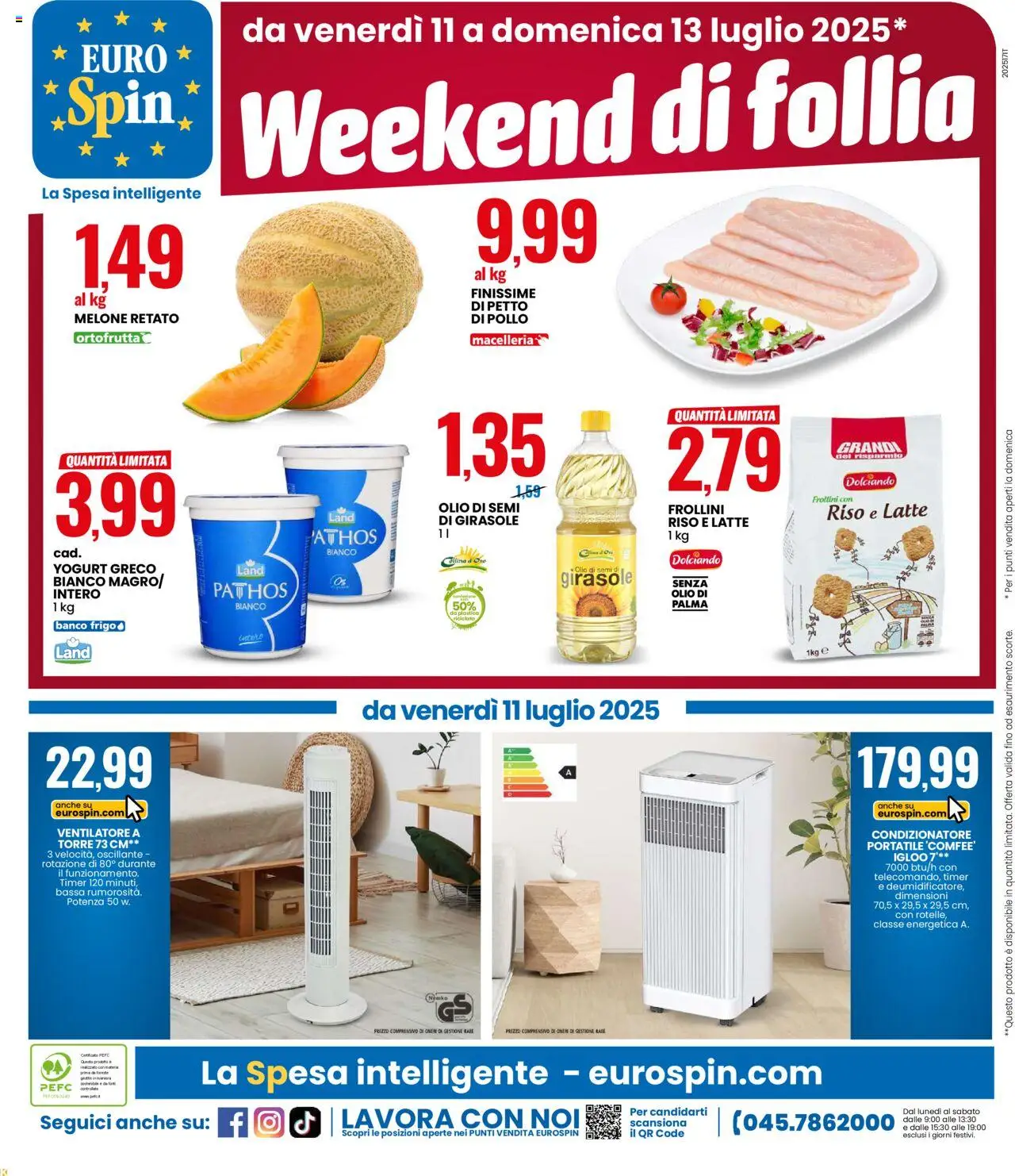 Volantino Eurospin del 03.07.2025 | Pagina: 20 | Prodotti: Yogurt greco, Pollo, Olio, Condizionatore portatile