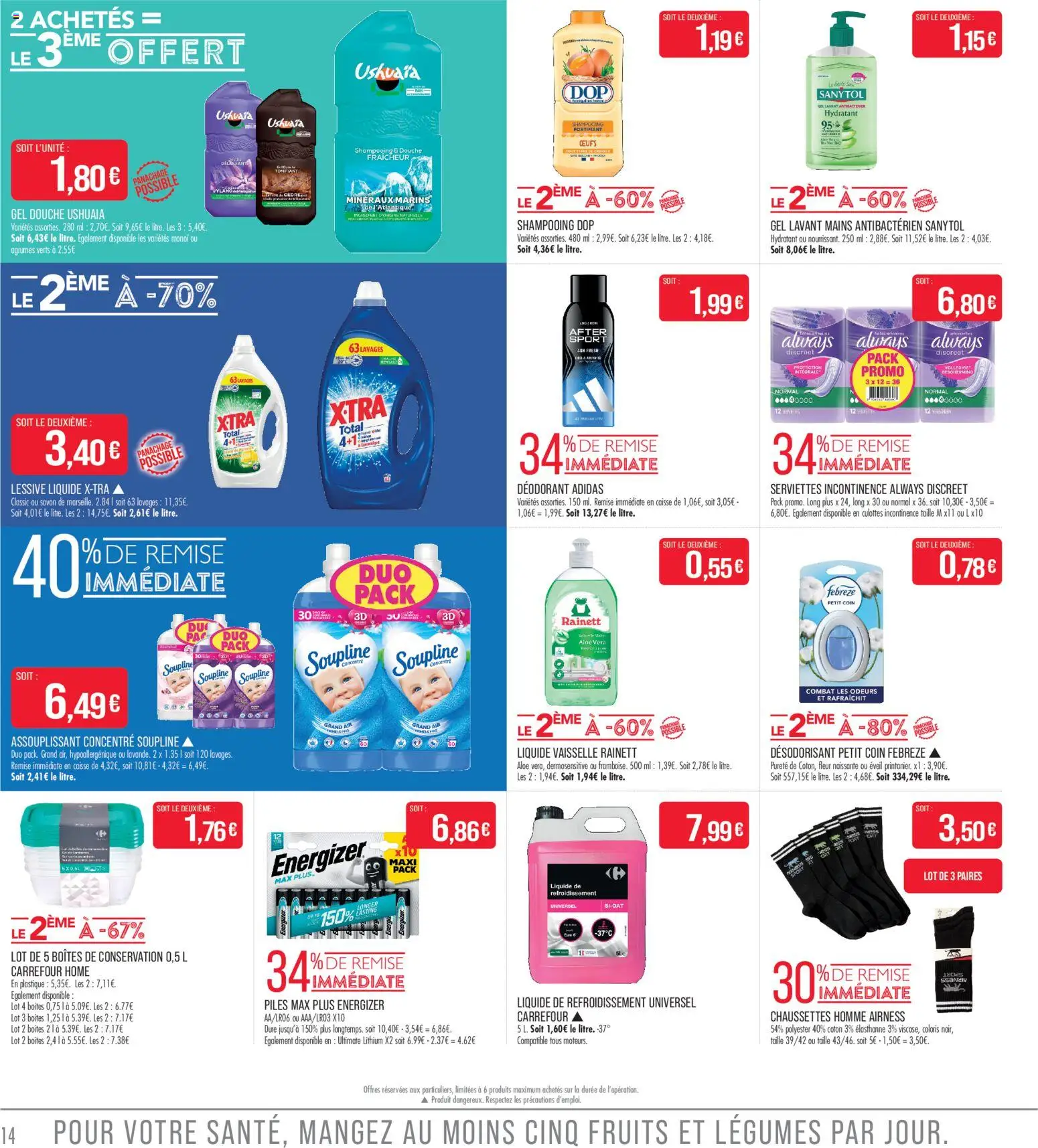 {H1} | Page: 14 | Produits: Culottes incontinence, Liquide vaisselle, Savon, Déodorant