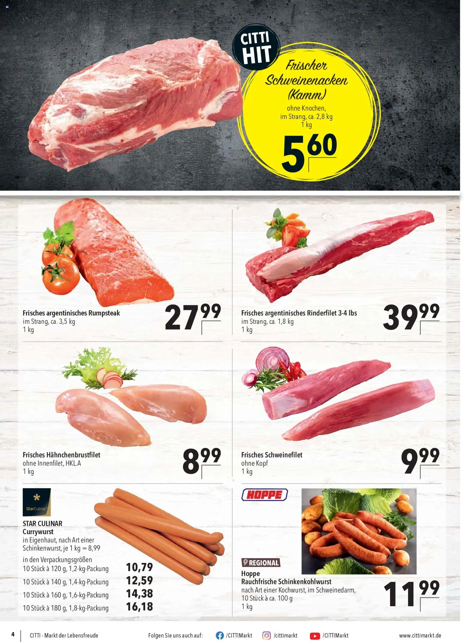CITTI Markt Aktuelle Angebote für Profis – gültig ab 19.11.2025 | Seite: 4 | Produkte: Rumpsteak, Rinderfilet, Schweinenacken, Schweinefilet