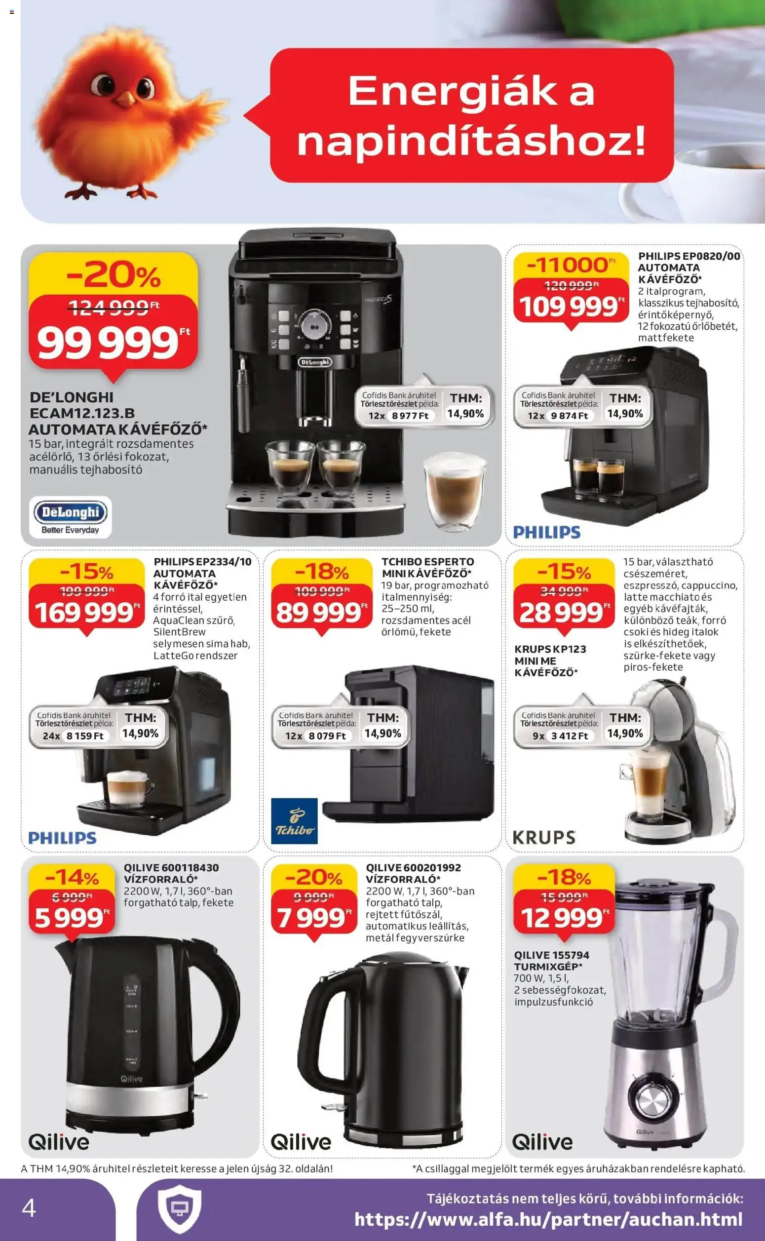 Auchan akciós ujság - amely érvényes a következő dátumtól: 29.01.2026 | Oldal: 4 | Termékek: Tejhabosító, Kávéfőző