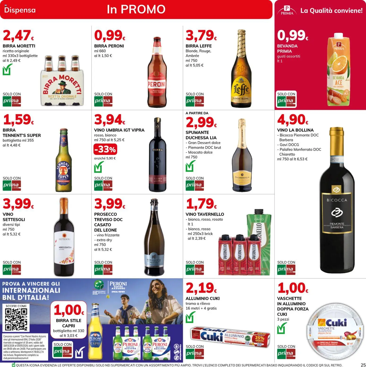 Volantino Basko del 10.03.2026 | Pagina: 25 | Prodotti: Tennent's, Prosecco, Spumante, Vaschette