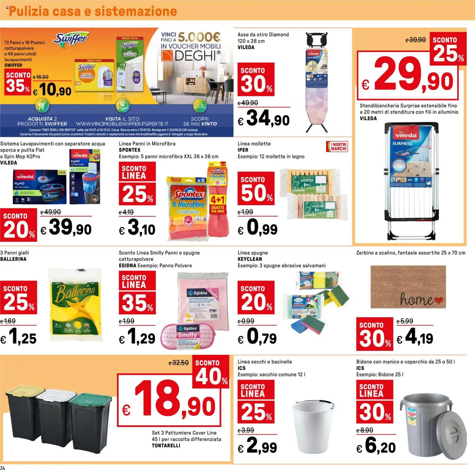 Volantino Iper del 24.10.2025 | Pagina: 34 | Prodotti: Stendibiancheria, Secchio, Alluminio, Zerbino
