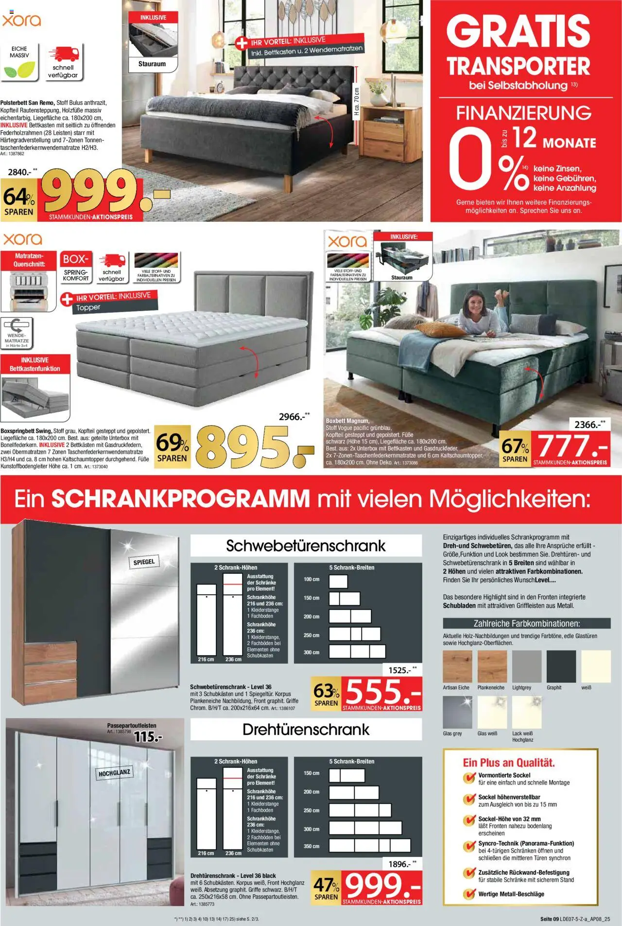 Zurbrüggen Mega- Event - gültig ab dem 21.07.2025 | Seite: 9 | Produkte: Drehtürenschrank, Polsterbett, Box, Spiegel