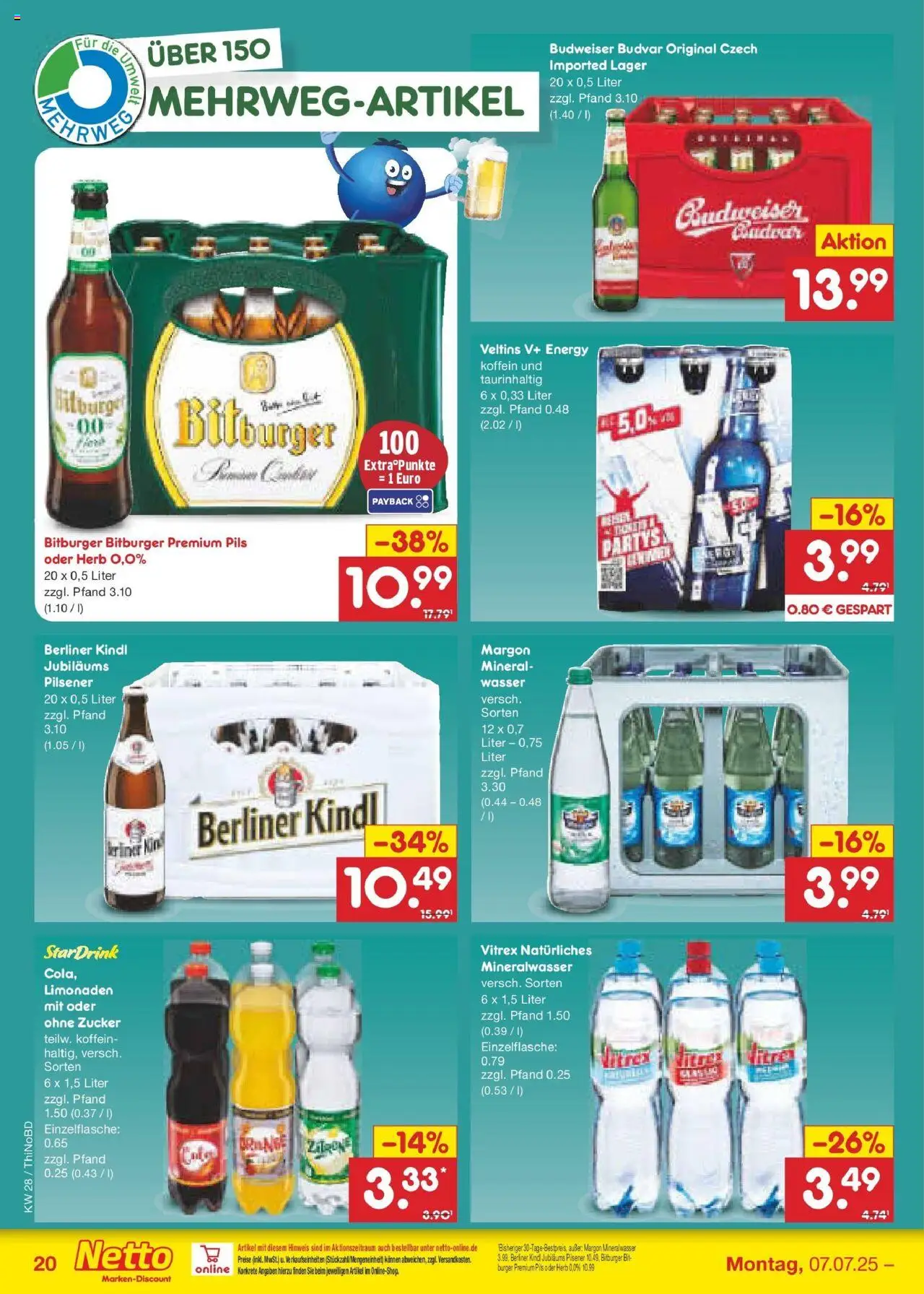 Netto Marken-Discount prospekt Herzberg	 - gültig ab dem 07.07.2025 | Seite: 30 | Produkte: Bitburger, Energy, Burger, Veltins