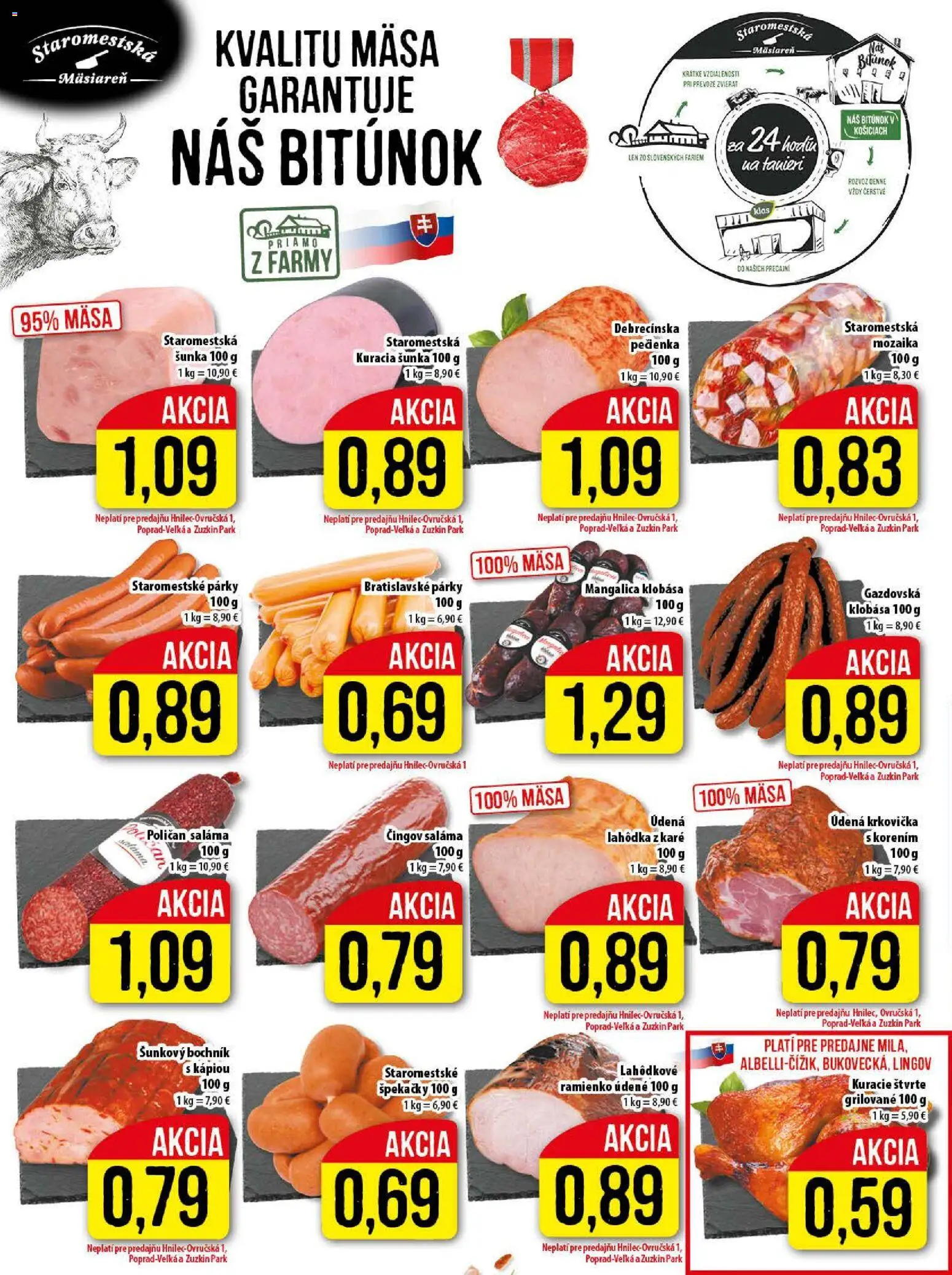 Nové Klas akcie – leták je platný od 03.11.2025 | Strana: 4 | Produkty: Saláma, Šunka, Klobása, Párky