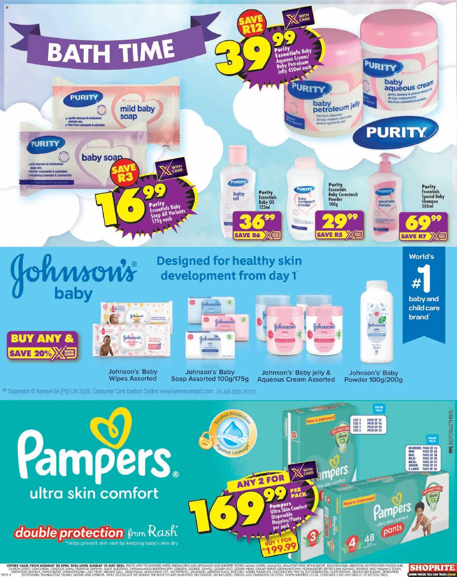 New Shoprite catalogue – valid from 20.04.2026 | Page: 6 | Products: Bath, Powder, Shampoo, Petroleum jelly