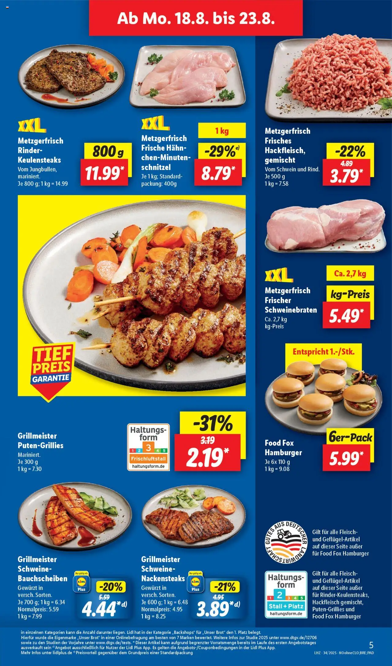 Lidl Prospekt Holzminden	 - gültig ab dem 18.08.2025 | Seite: 7 | Produkte: Nackensteaks, Schnitzel, Brot, Fleisch
