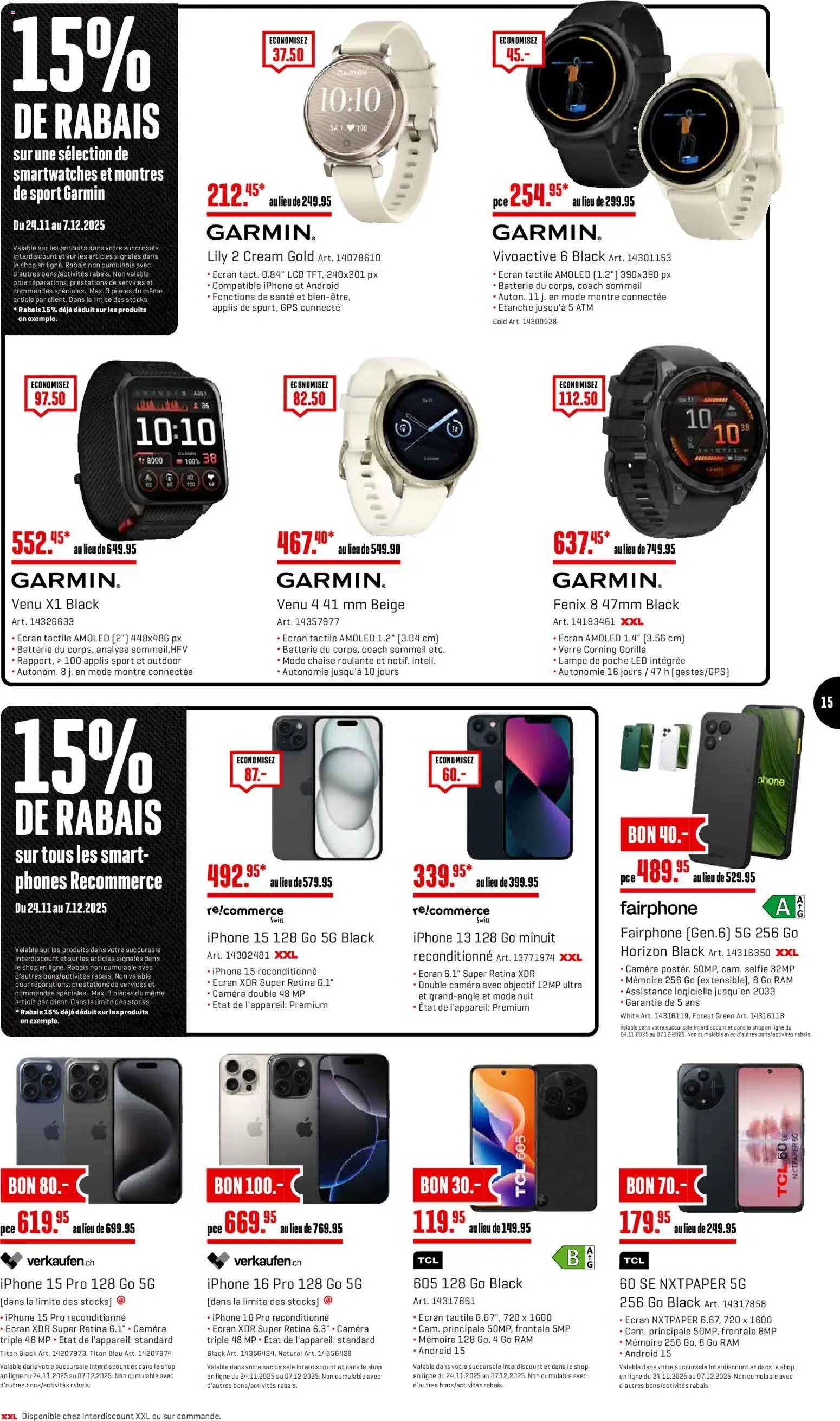 Interdiscount Black Friday FR – gültig ab 24.11.2025 | Seite: 15 | Produkte: Batterie, Lampe, Iphone