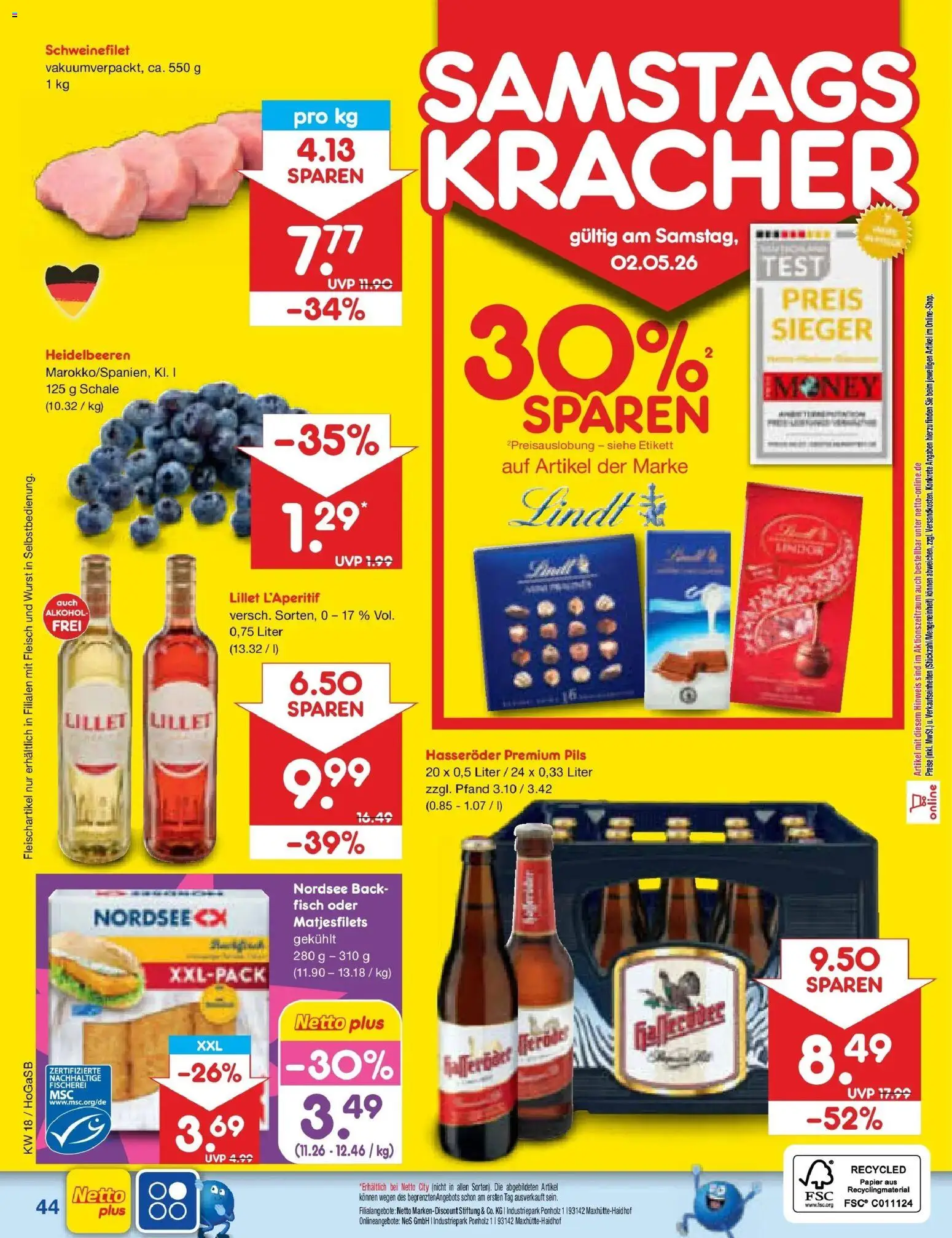 Netto Marken-Discount Prospekt Hannover	 – gültig ab 27.04.2026 | Seite: 58 | Produkte: Pils, Wurst, Lindt, Fleisch