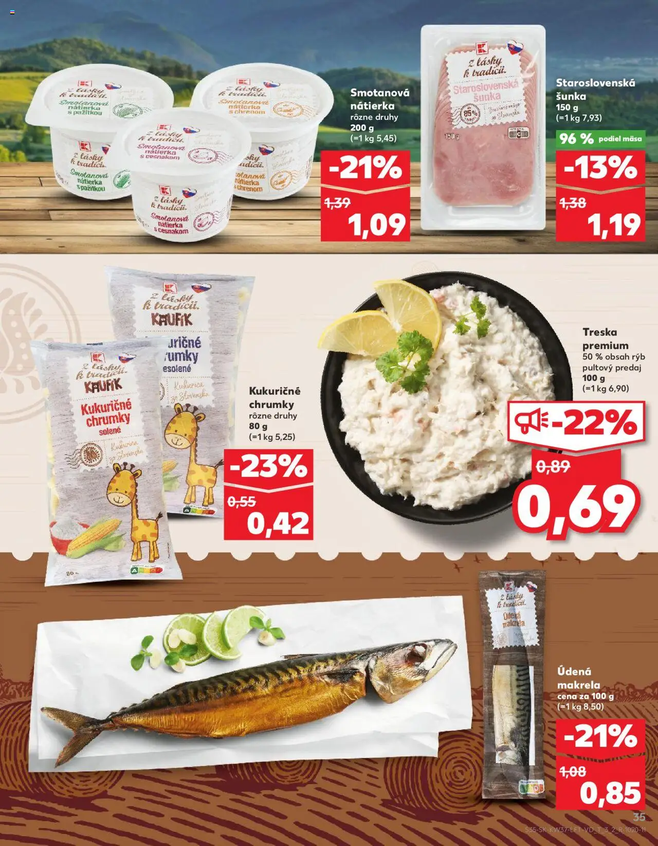 Nové Kaufland akcie – leták je platný od 11.09.2025 | Strana: 35 | Produkty: Šunka, Treska