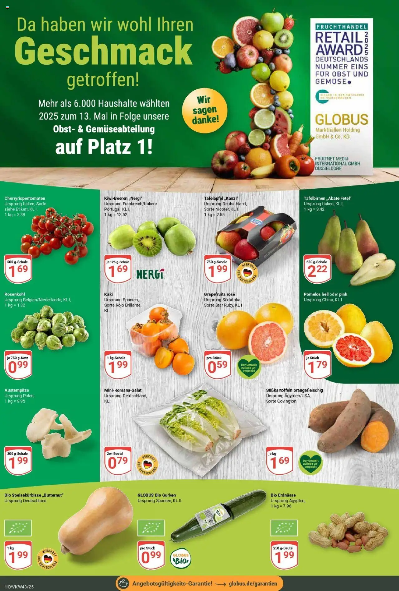 Globus prospekt Hoyerswerda	 – gültig ab 19.10.2025 | Seite: 7 | Produkte: Erdnüsse, Gemüse, Obst, Gurken