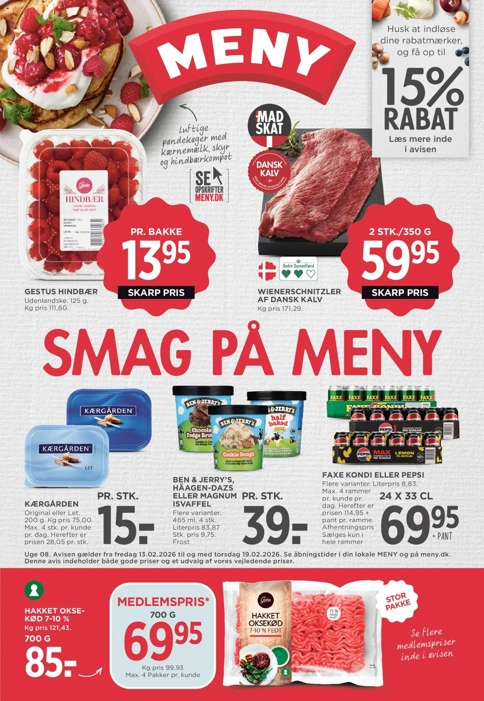 Meny tilbudsavis – gyldig fra 13.02.2026 | Side: 1 | Produkter: Rammer, Skyr, Oksekød, Søm