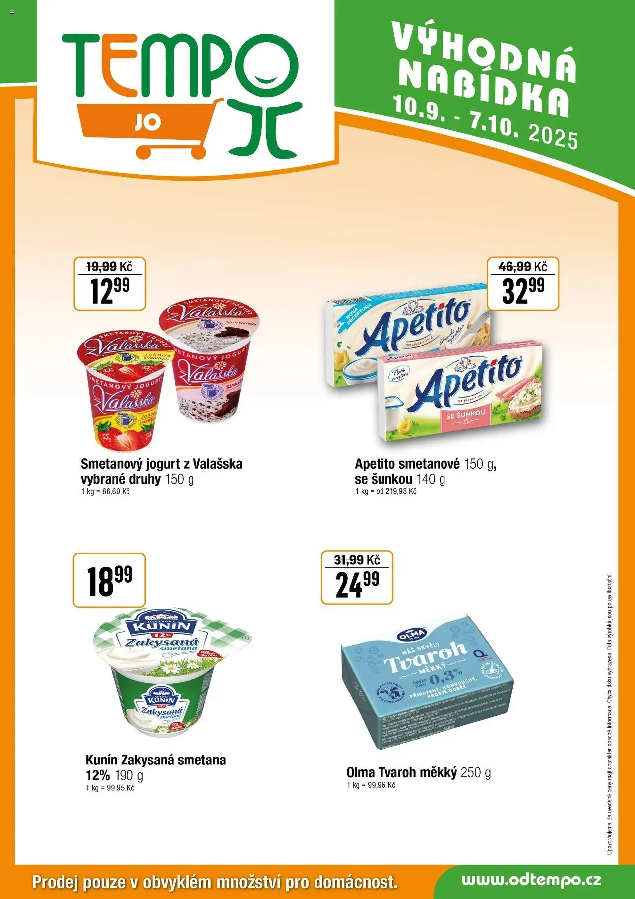 Tempo leták - JO od 10.09.2025 | Strana: 4 | Produkty: Smetanový jogurt, Jogurt, Smetana, Tvaroh