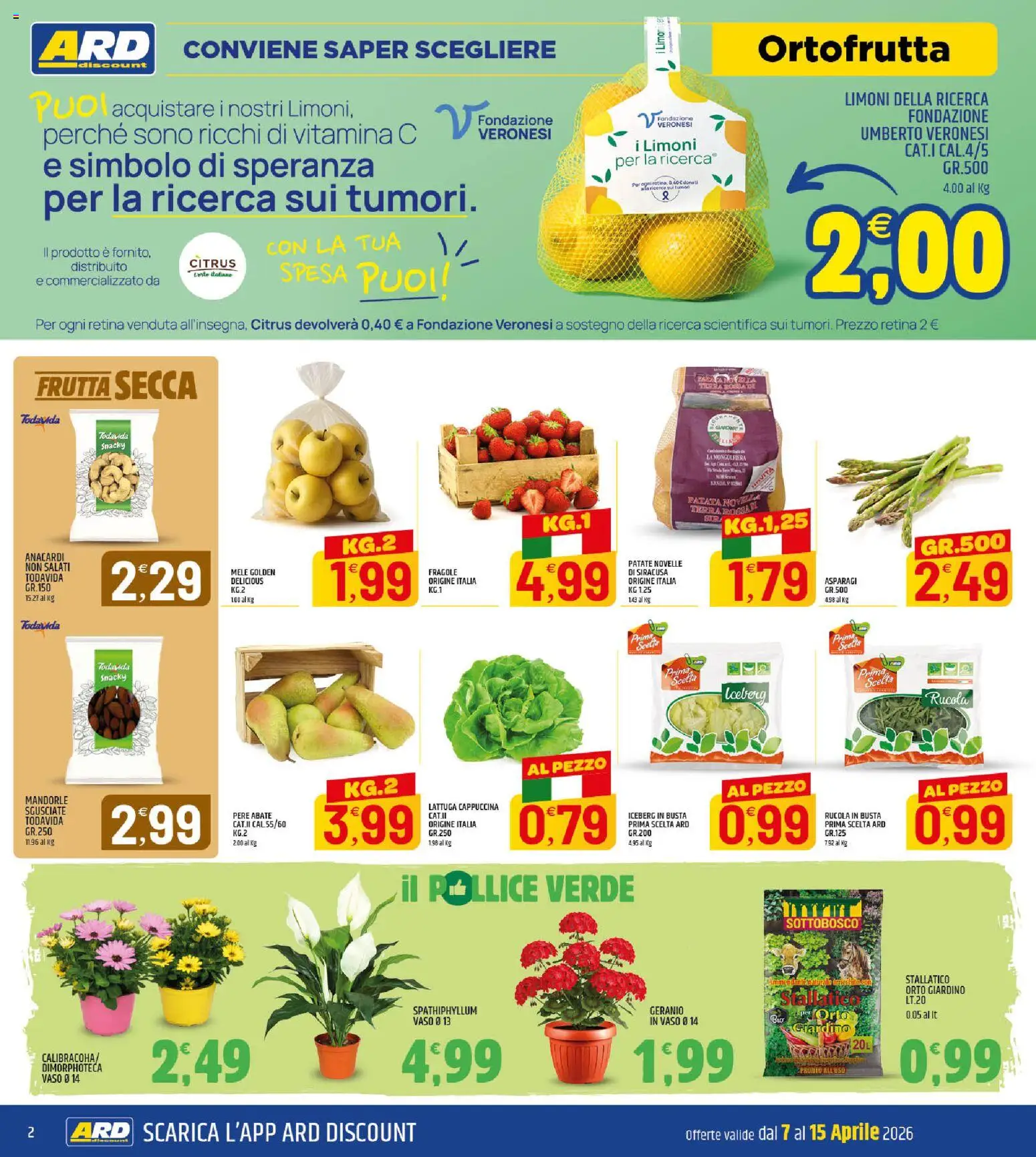 Volantino ARD Discount del 07.04.2026 | Pagina: 2 | Prodotti: Fragole, Patate, Asparagi, Lattuga