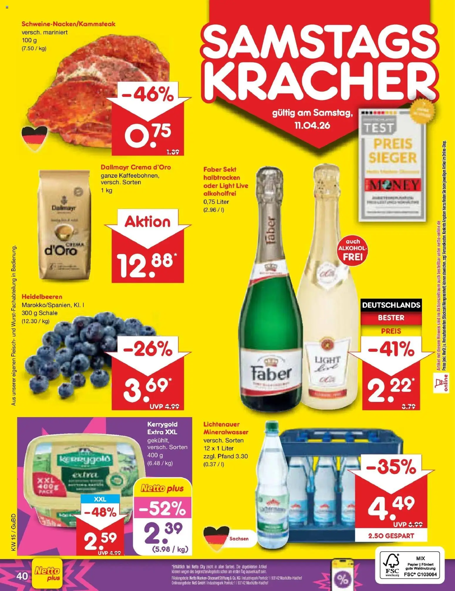 Netto Marken-Discount Prospekt Augustusburg	 – gültig ab 05.04.2026 | Seite: 58 | Produkte: Sekt, Mineralwasser, Heidelbeeren, Dallmayr