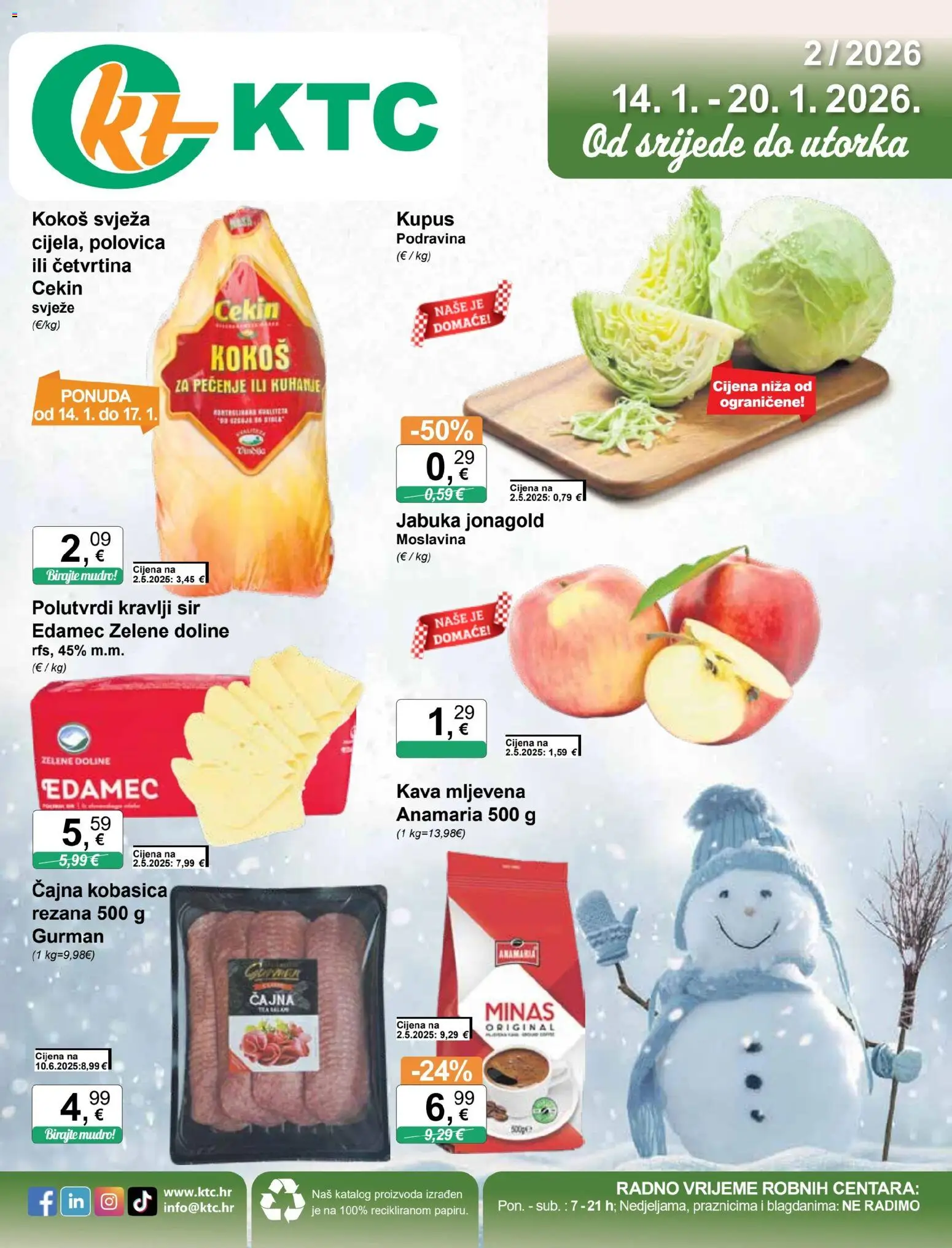KTC katalog | vrijedi od 14.01.2026 | Stranica: 1 | Proizvodi: Sir, Kava, Kupus, Jabuka