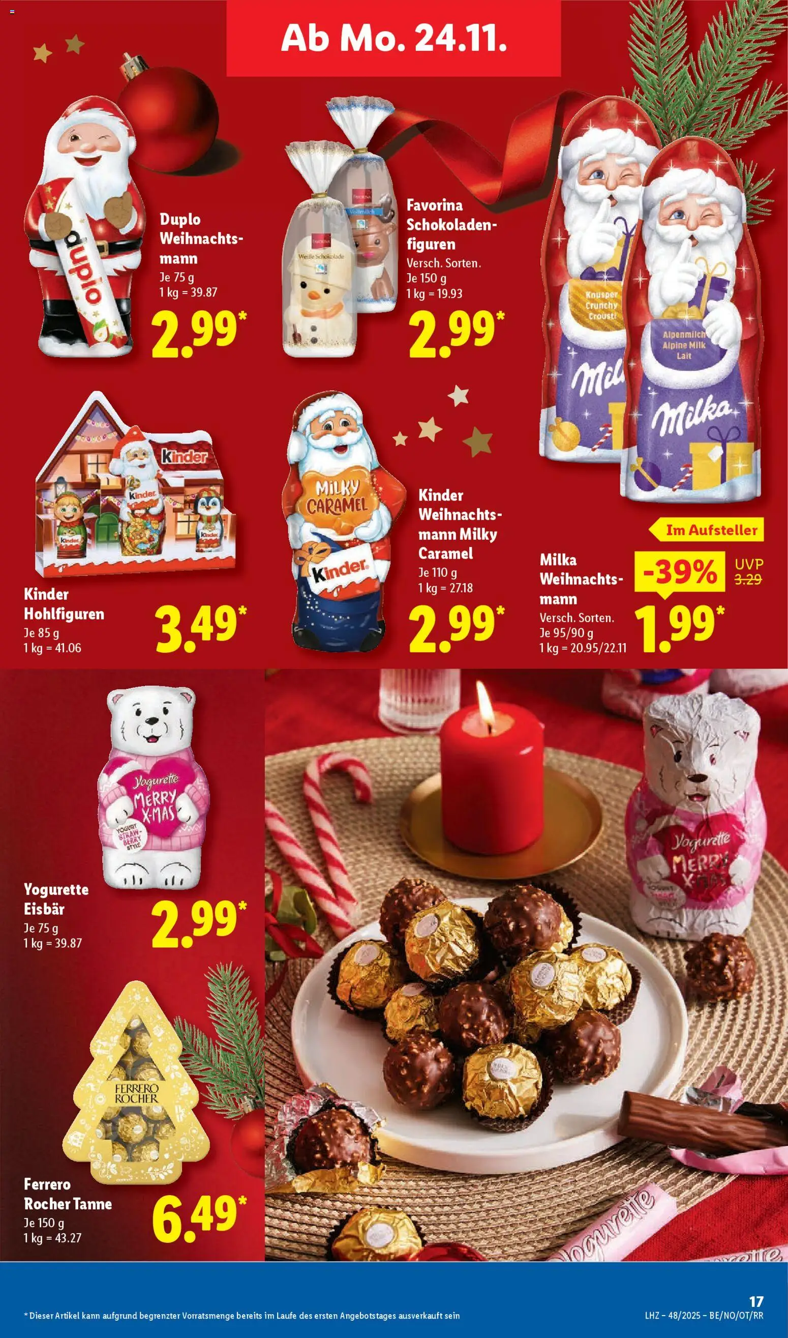 Lidl Prospekt Grimma – gültig ab 24.11.2025 | Seite: 23 | Produkte: Ferrero rocher, Yogurette, Schokolade, Milka
