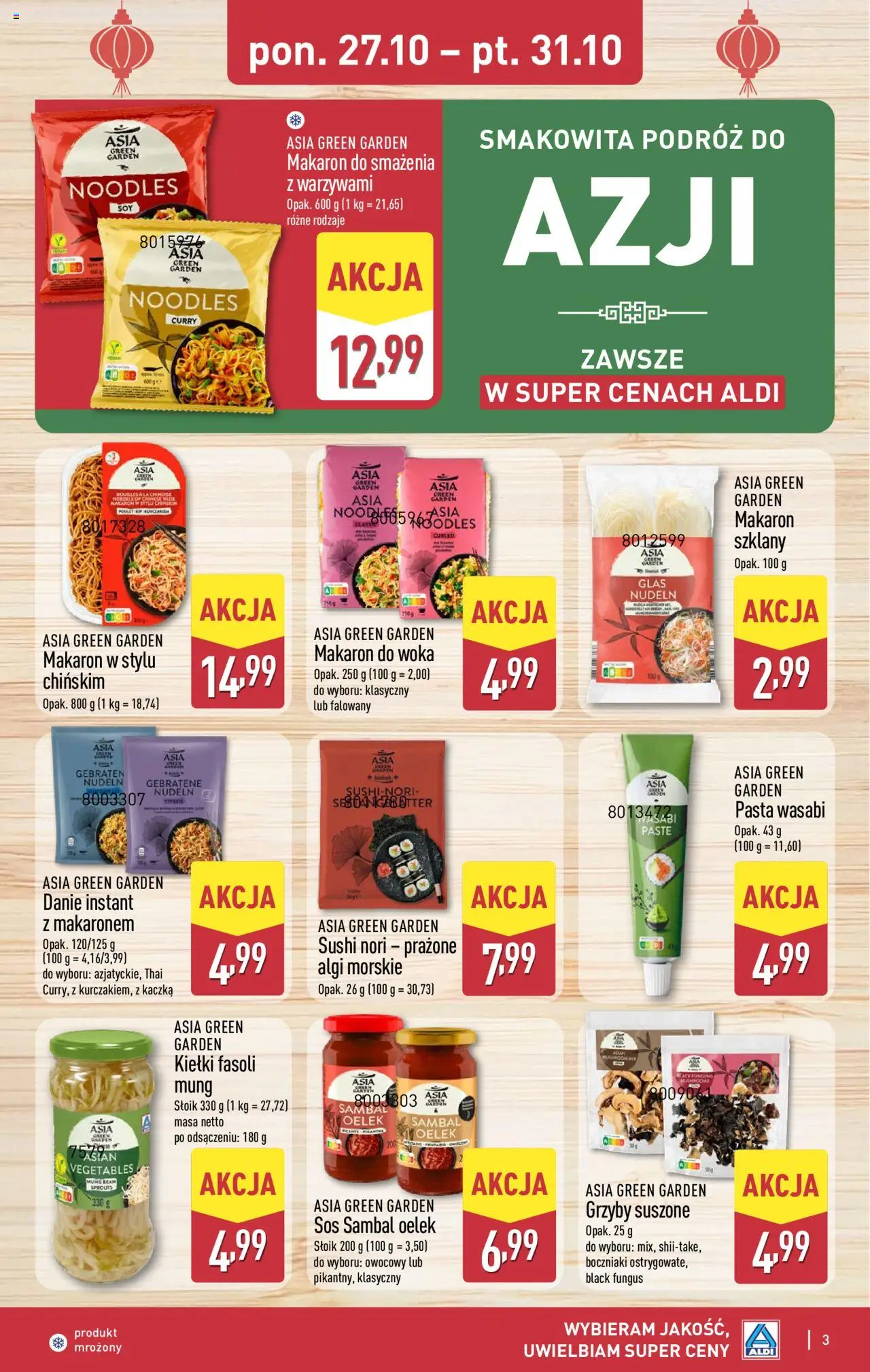 Aldi Gazetka - Tydzień Azjatycki od 27.10.2025 | Strona: 3 | Produkty: Curry, Algi morskie, Sushi, Makaron