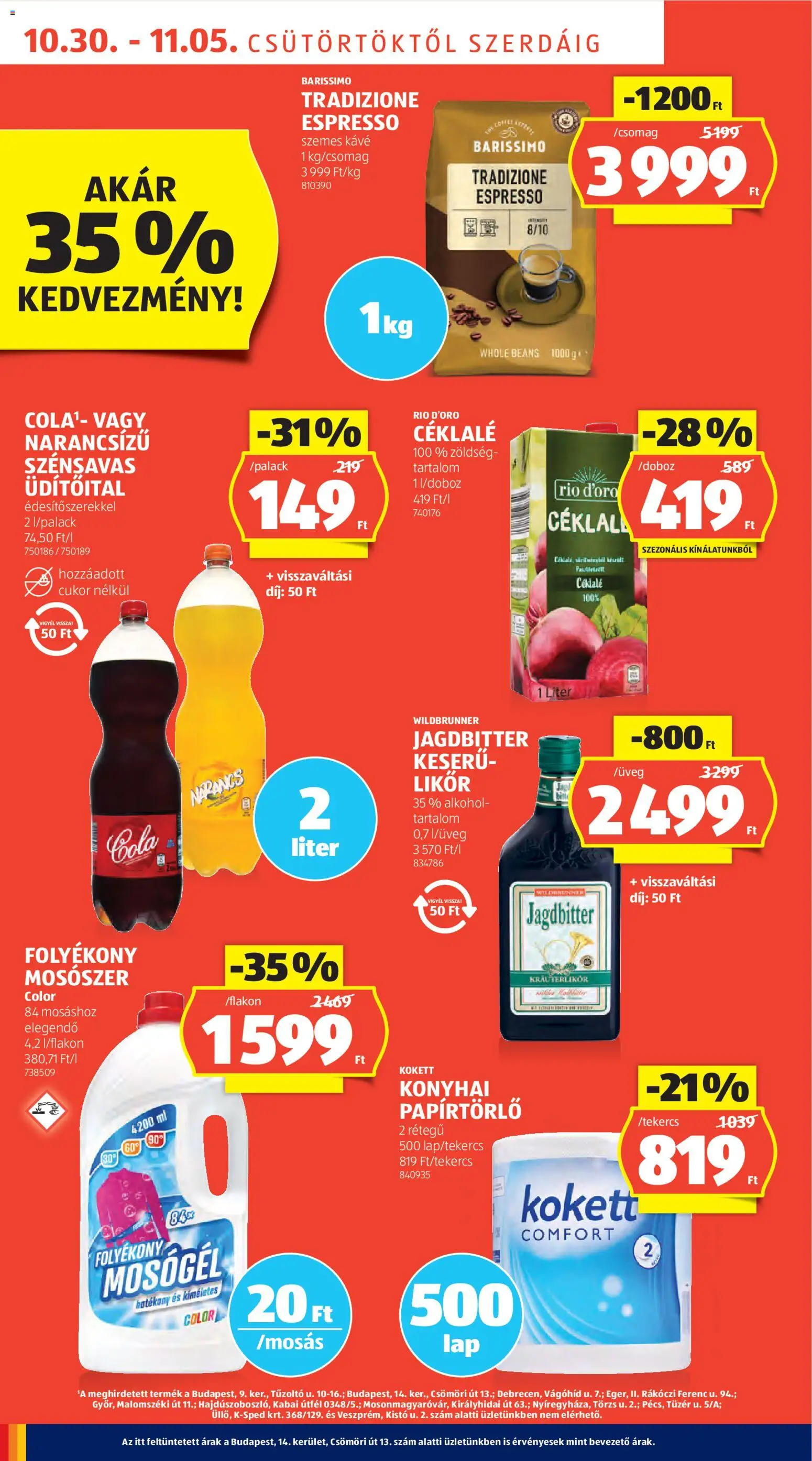 Aldi akciós ujság - amely érvényes a következő dátumtól: 30.10.2025 | Oldal: 16 | Termékek: Papírtörlő, Folyékony mosószer, Zöldség, Mosószer