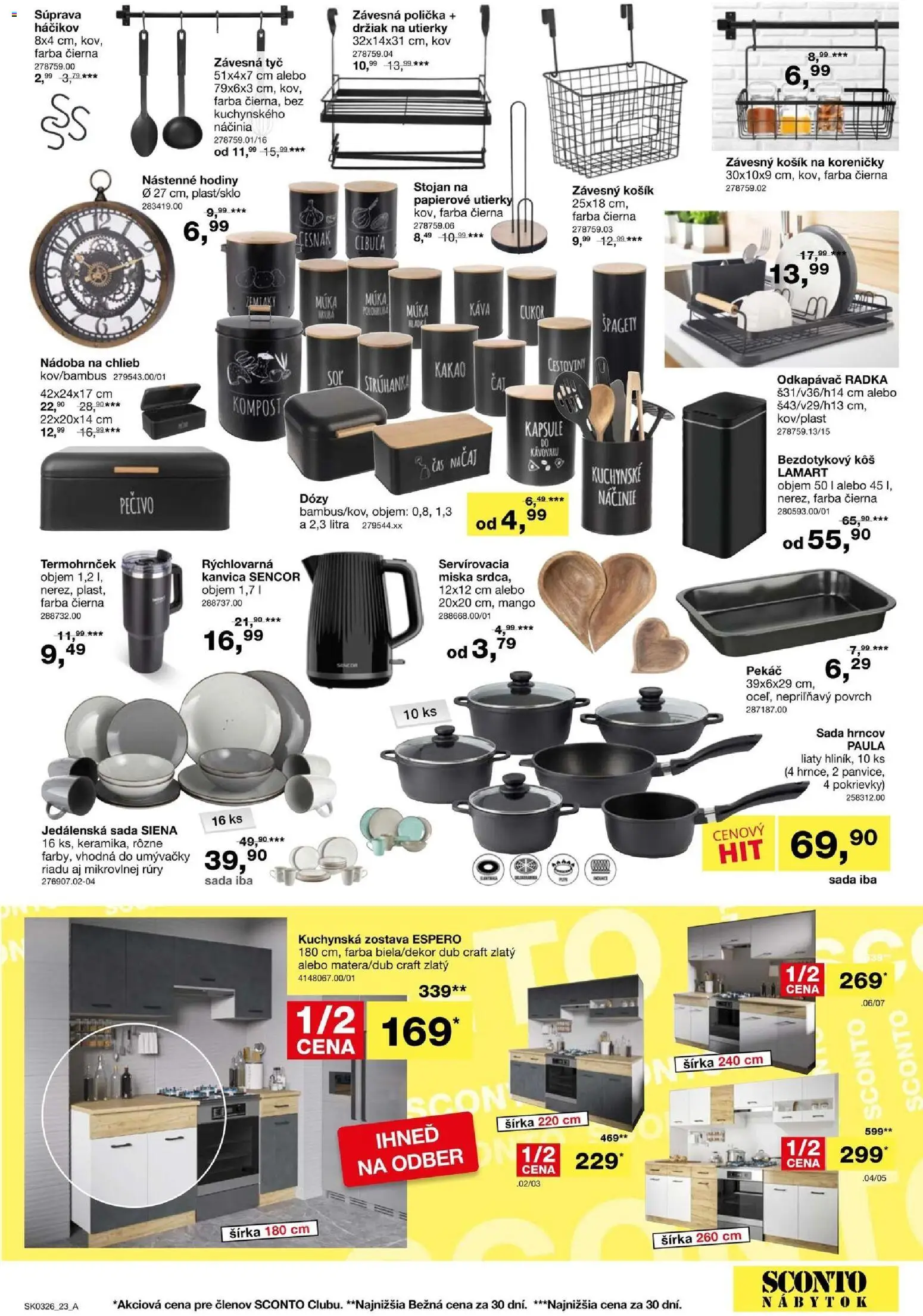 Nové Sconto nábytok akcie – leták je platný od 11.02.2026 | Strana: 23 | Produkty: Nábytok, Nástenne hodiny, Hodiny, Kanvica