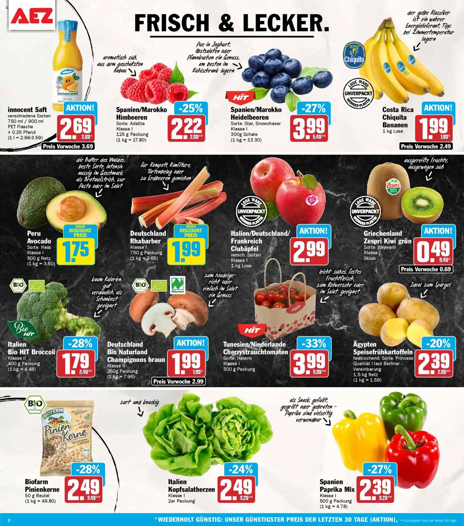 AEZ Prospekt 	 – gültig ab 20.04.2026 | Seite: 2 | Produkte: Joghurt, Pfannkuchen, Rhabarber, Kiwi