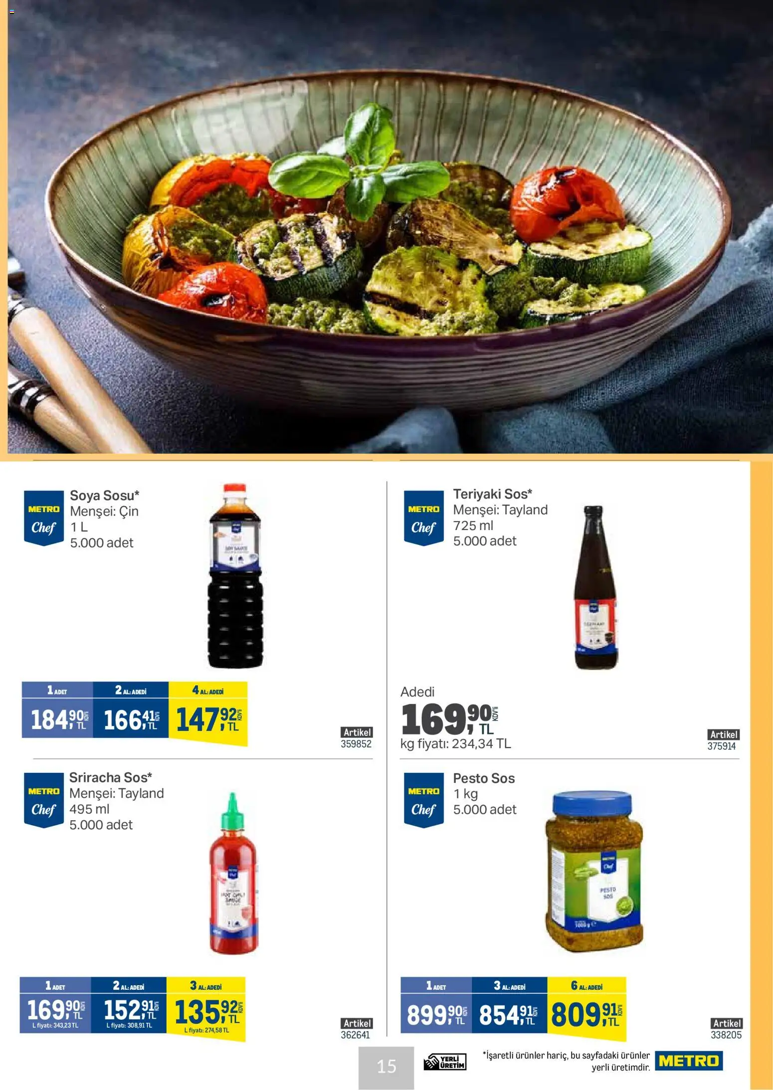 Metro - Et & Tavuk & Köfte Restoranları - 11.02.2026 tarihinden itibaren geçerlidir | Sayfa: 15 | Ürünler: Cin, Sos
