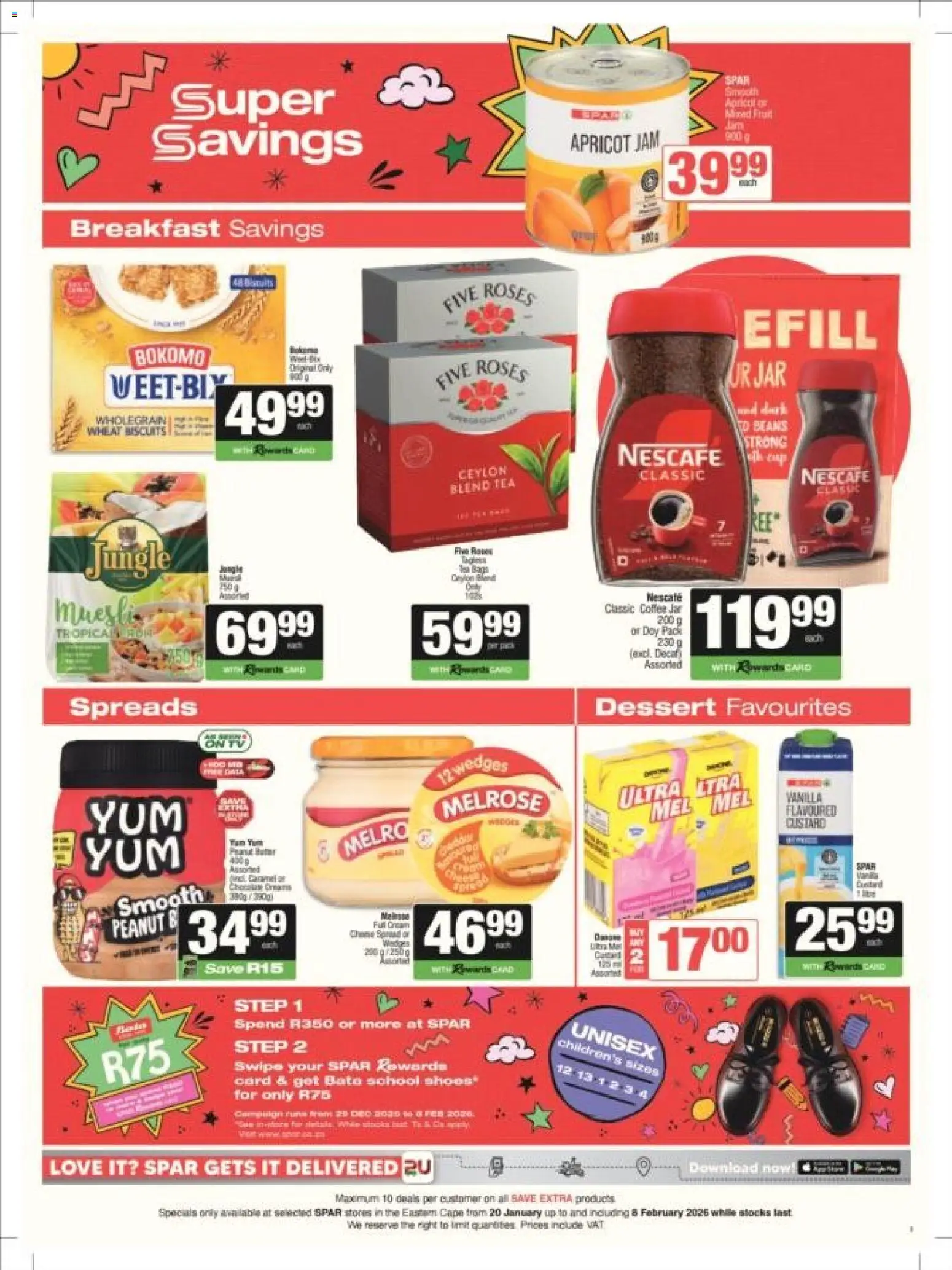 New Spar catalogue – valid from 20.01.2026 | Page: 5 | Products: Custard, Beans, Jam, Biscuits