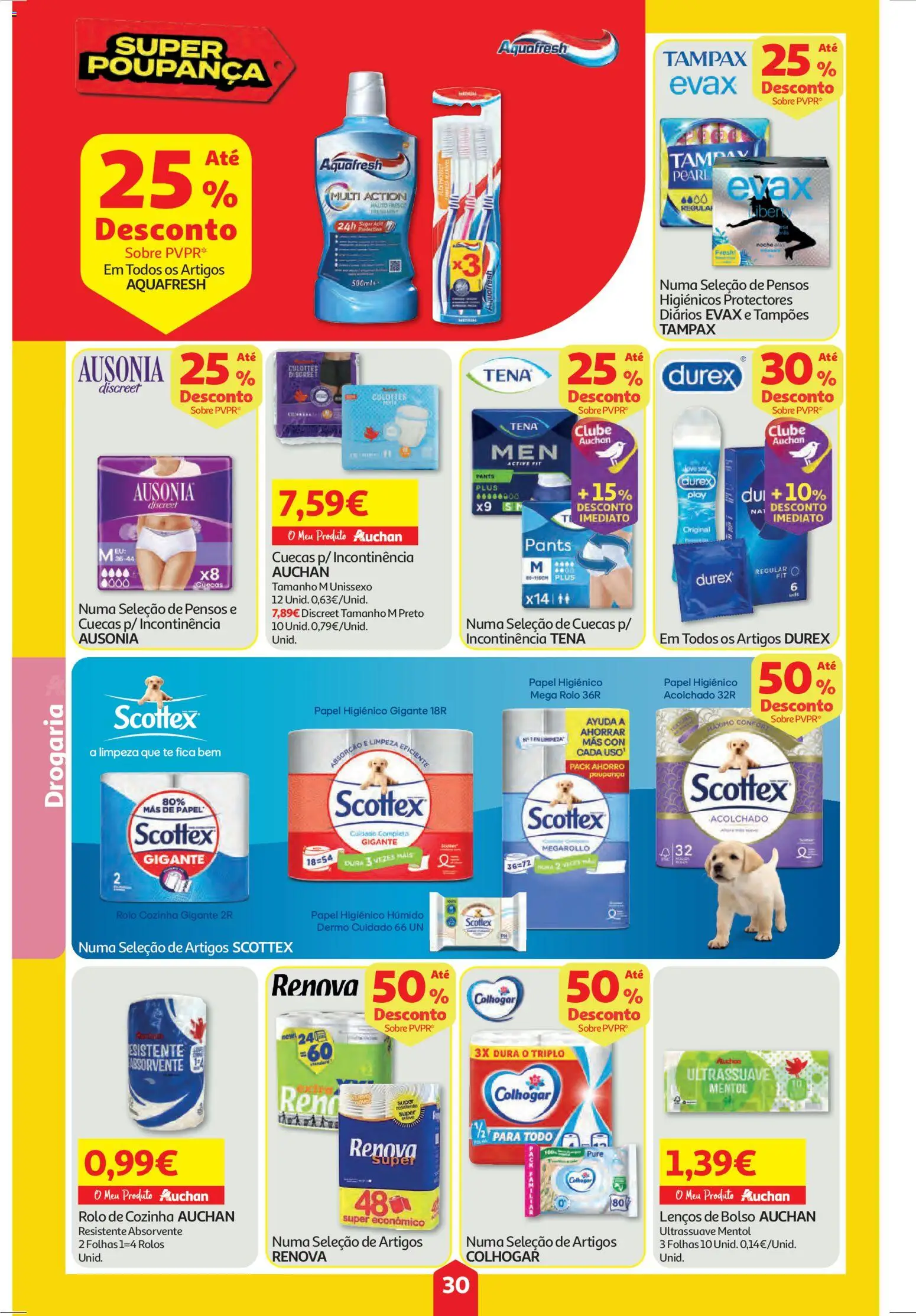 Auchan folheto │ válido de 27.11.2025 | Página: 30 | Produtos: Papel higiénico, Pensos higiénicos, Cuecas