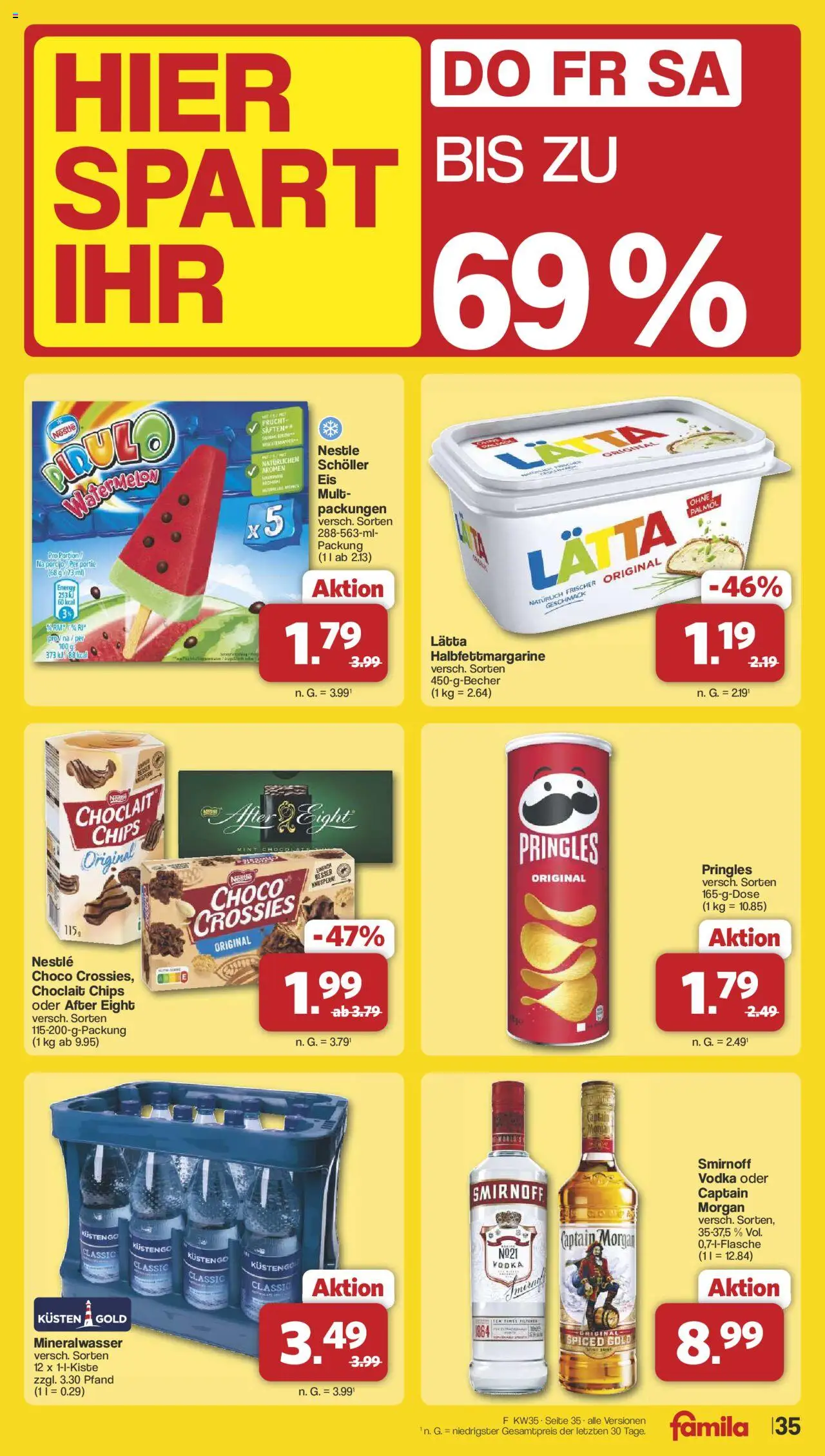 Famila Nordwest Prospekt 	 - gültig ab dem 25.08.2025 | Seite: 45 | Produkte: Smirnoff, Captain morgan, Lätta, Chips