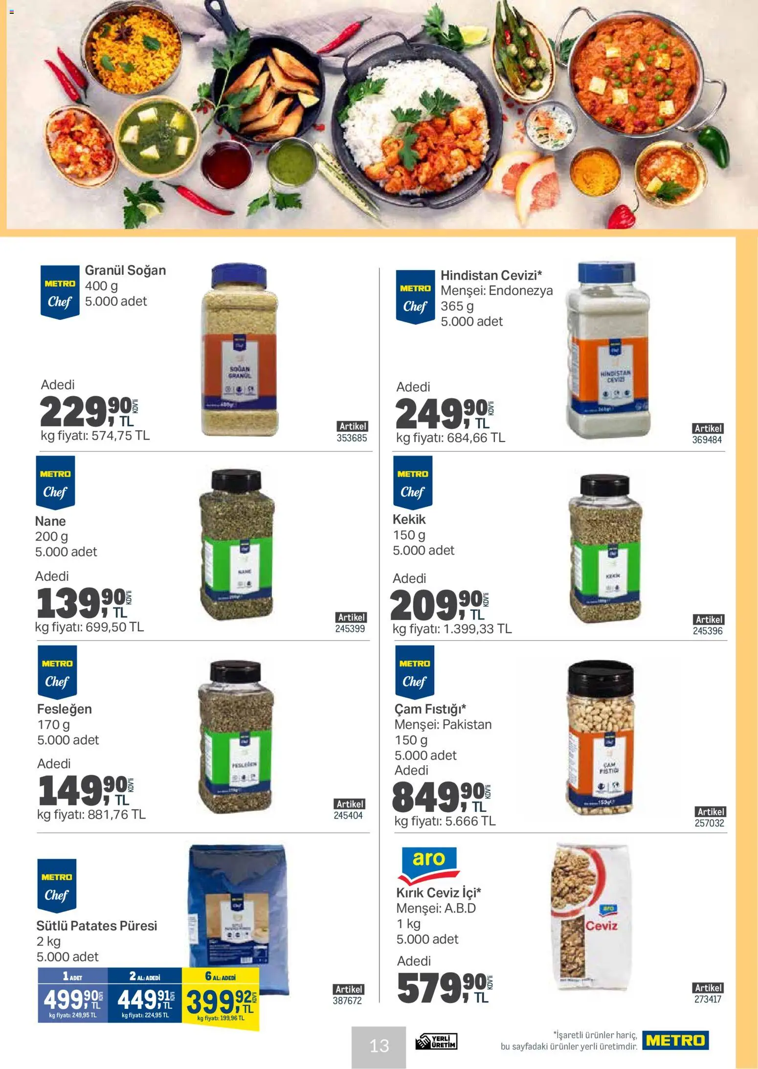 Metro - Et & Tavuk & Köfte Restoranları - 11.02.2026 tarihinden itibaren geçerlidir | Sayfa: 13 | Ürünler: Fesleğen, Patates, Kekik, Ceviz
