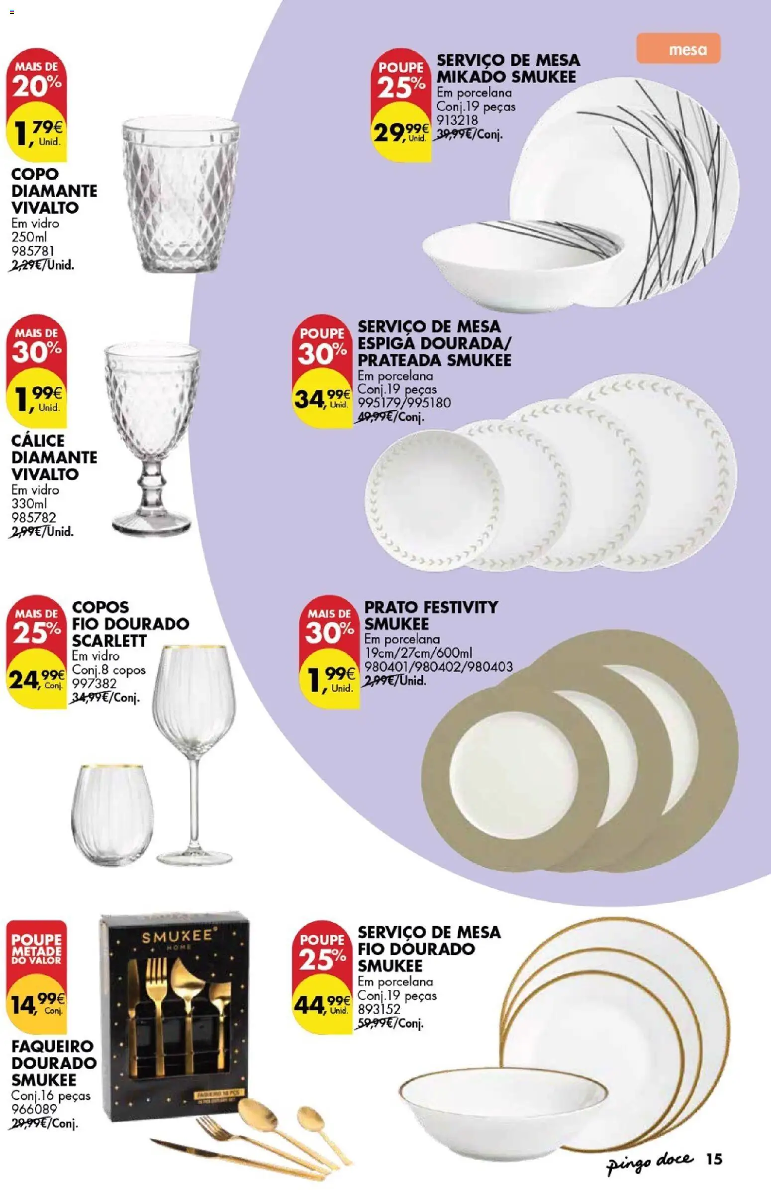 Pingo Doce folheto Bazar Páscoa │ válido de 03.03.2026 | Página: 15 | Produtos: Copos, Mesa