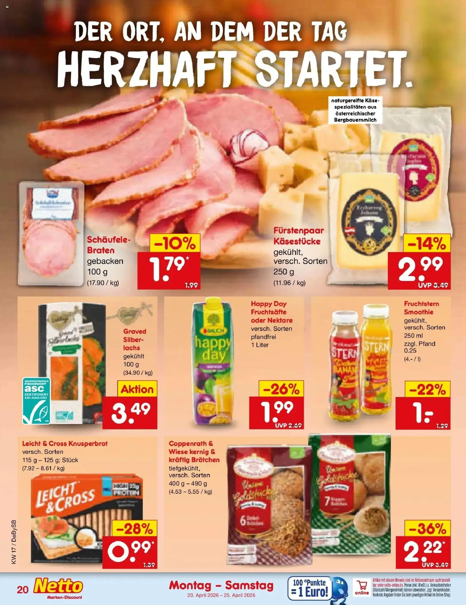 Netto Marken-Discount Prospekt Thierhaupten	 – gültig ab 20.04.2026 | Seite: 22 | Produkte: Käse, Lachs