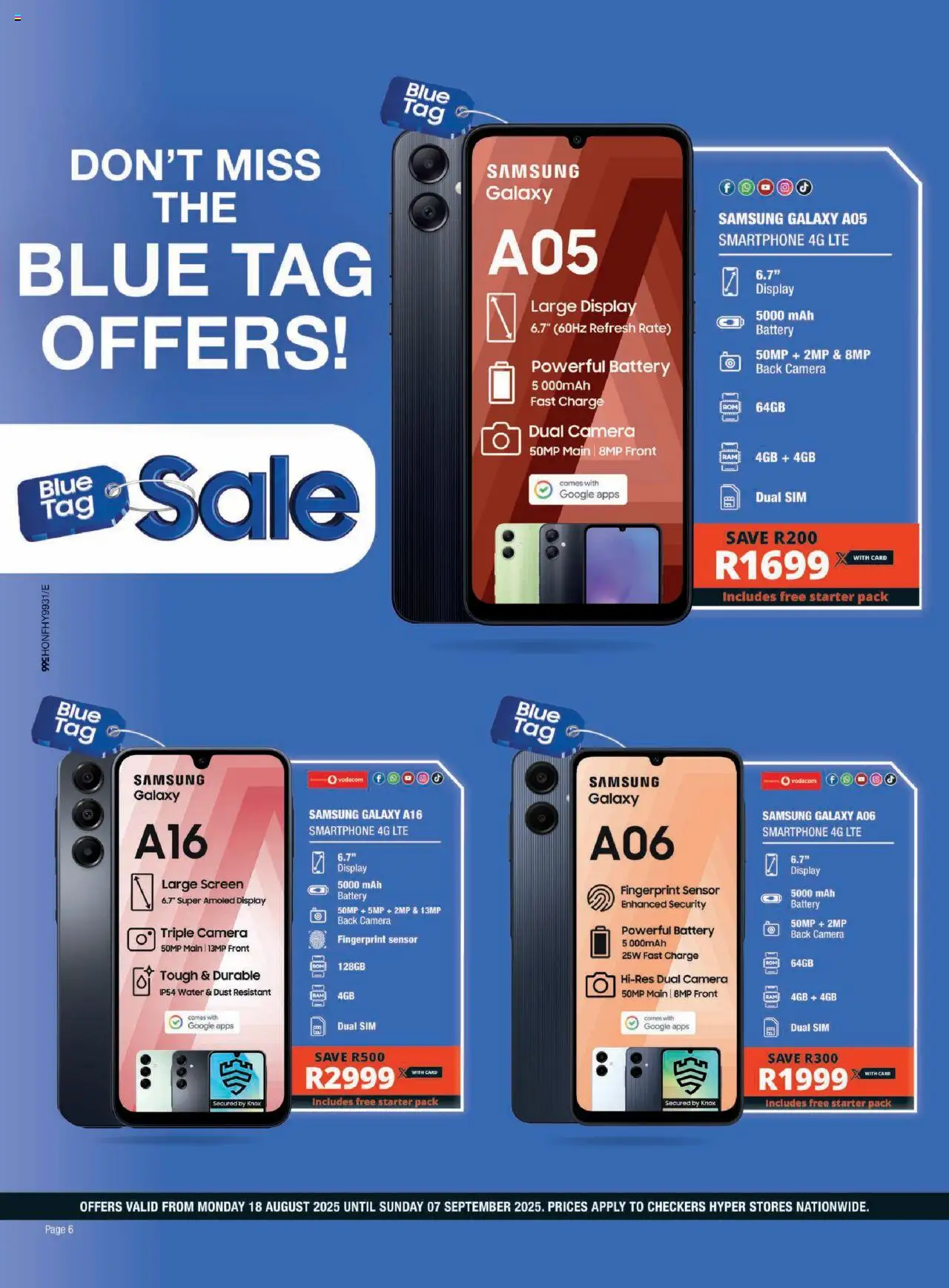 Checkers - Hyper Tech X August Promotion │ valid from 18.08.2025 | Page: 6 | Products: Sim, Smartphone, Camera, Water